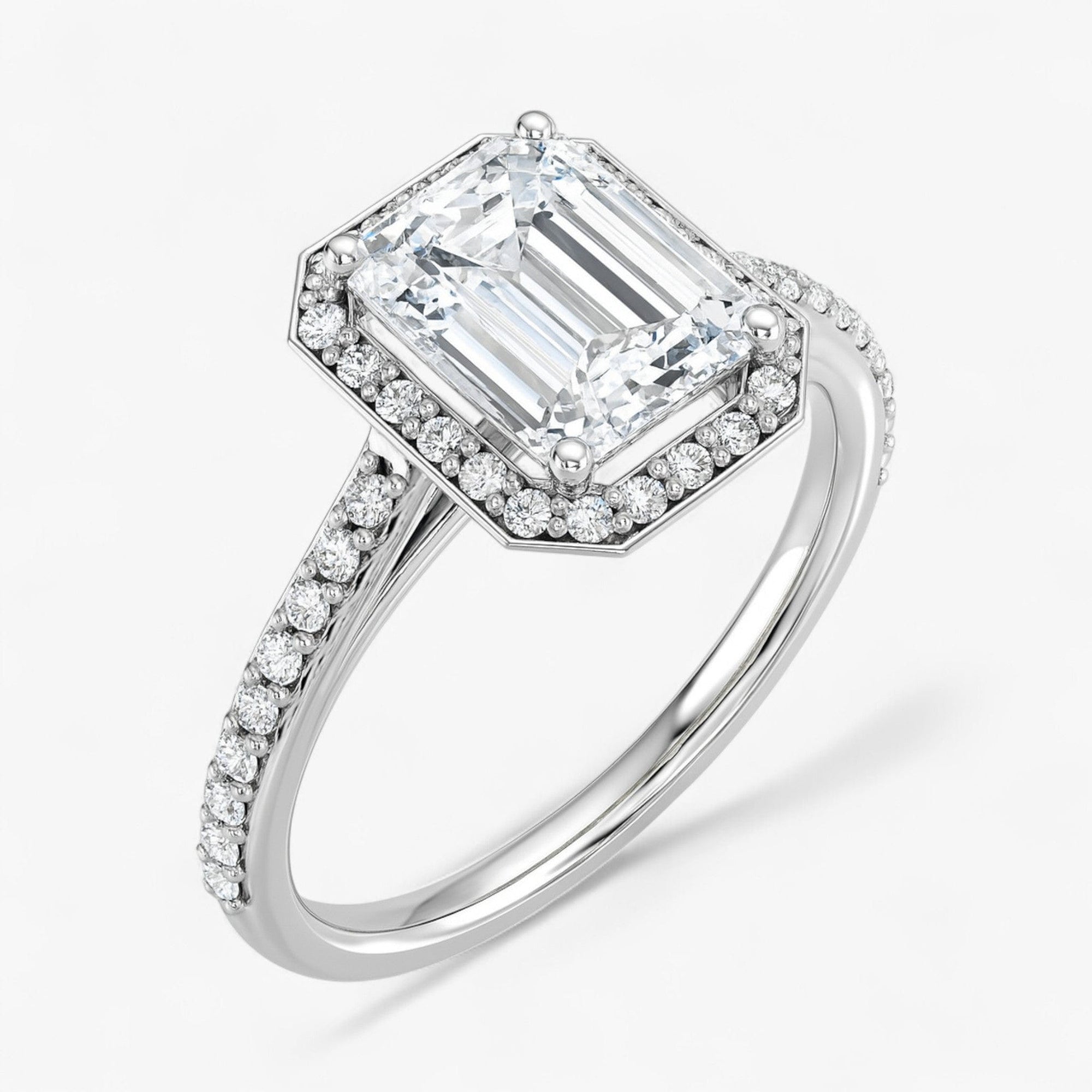 The Classic Accented Halo Engagement Ring | Emerald