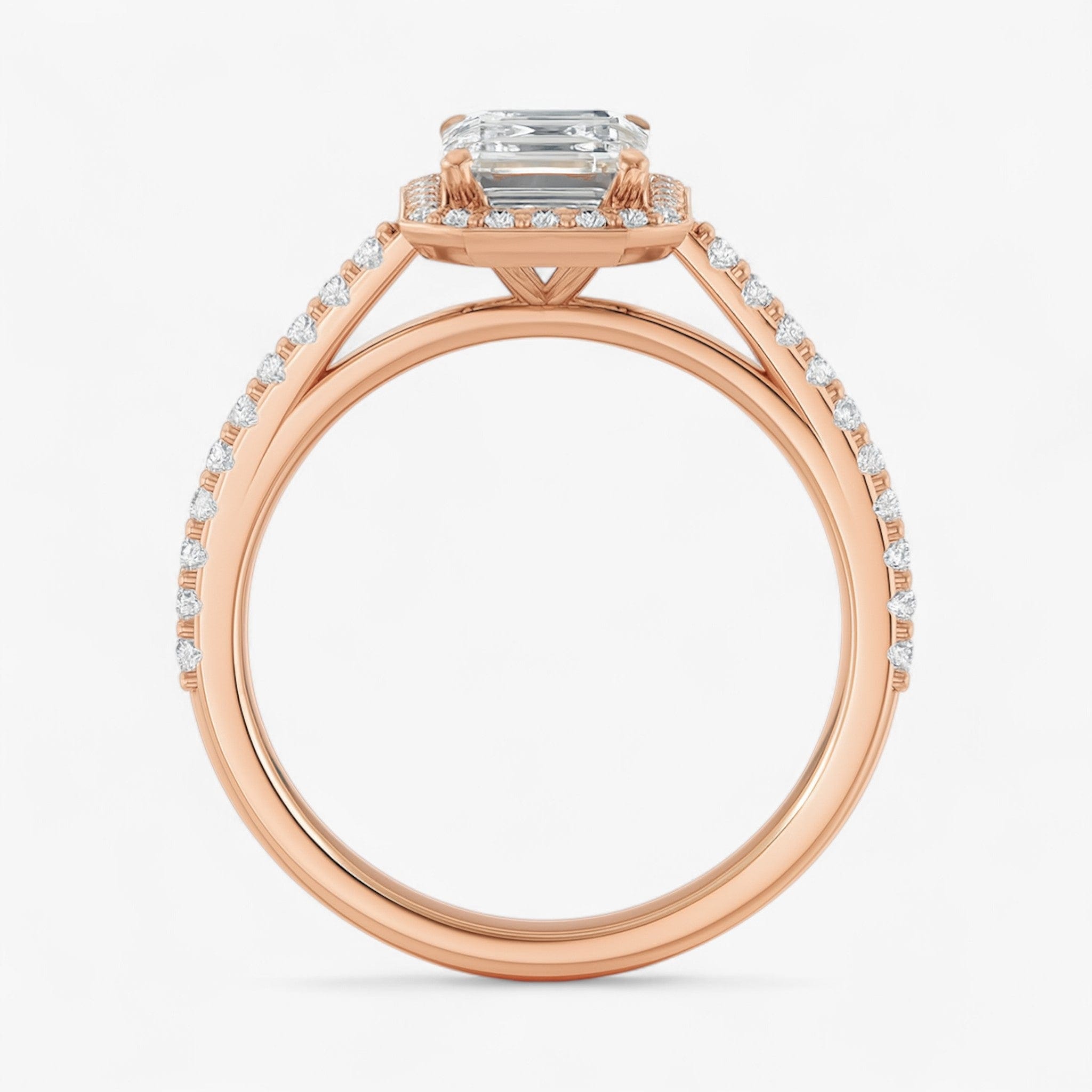 The Classic Accented Halo Engagement Ring | Emerald