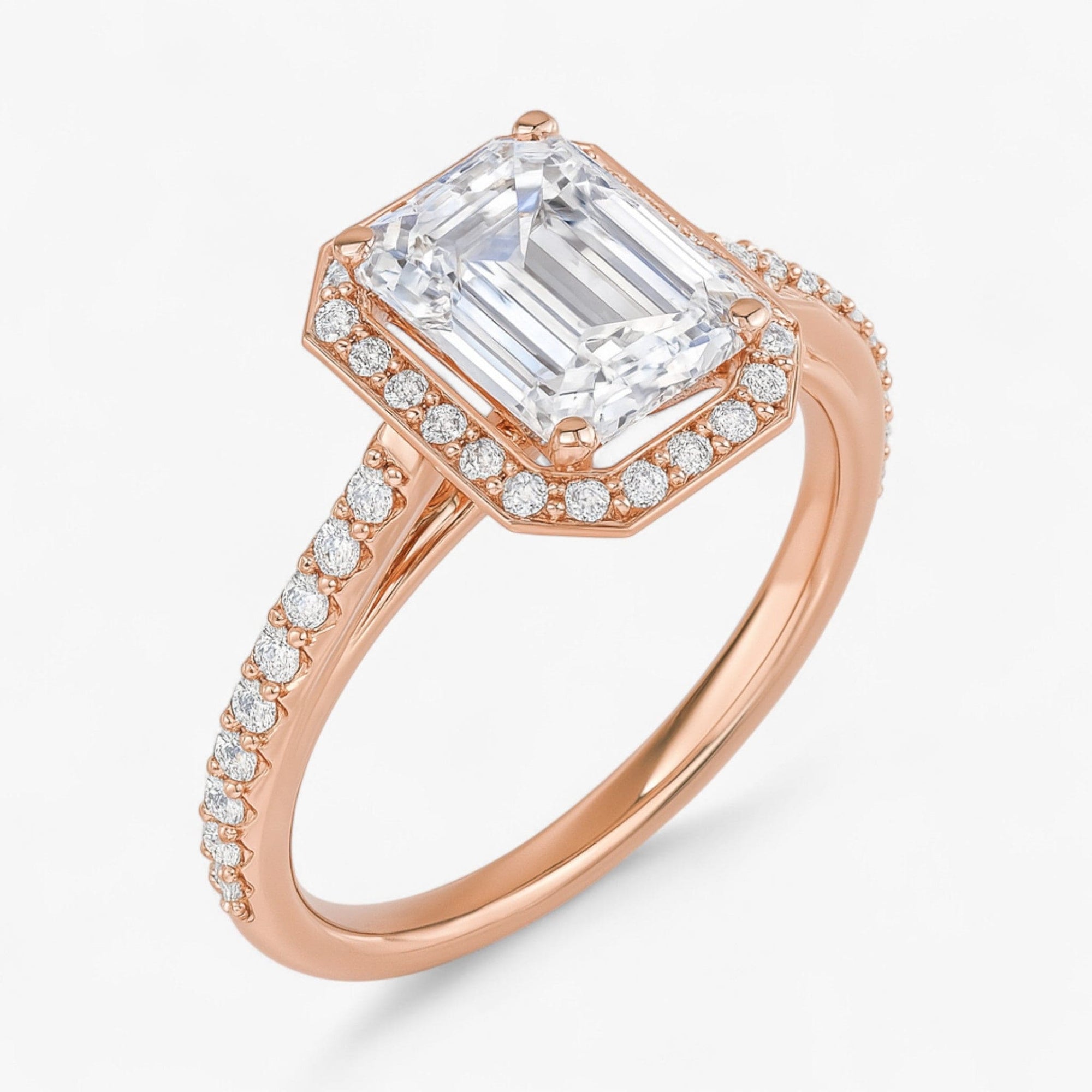 The Classic Accented Halo Engagement Ring | Emerald