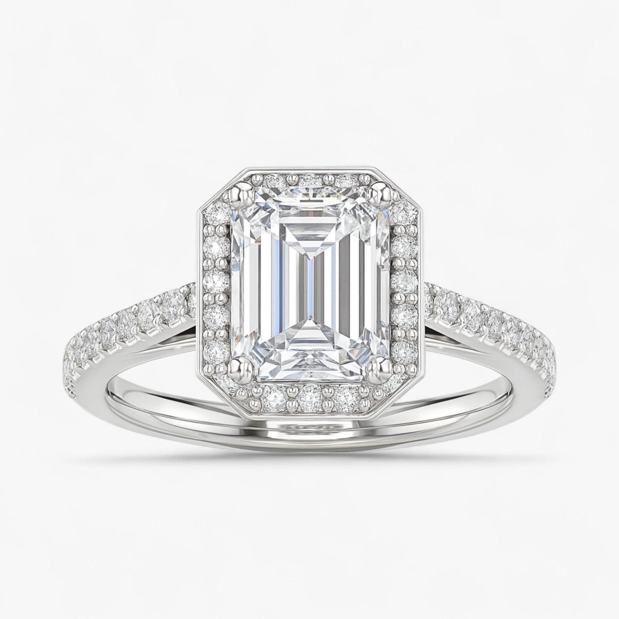 The Classic Accented Halo Engagement Ring | Emerald