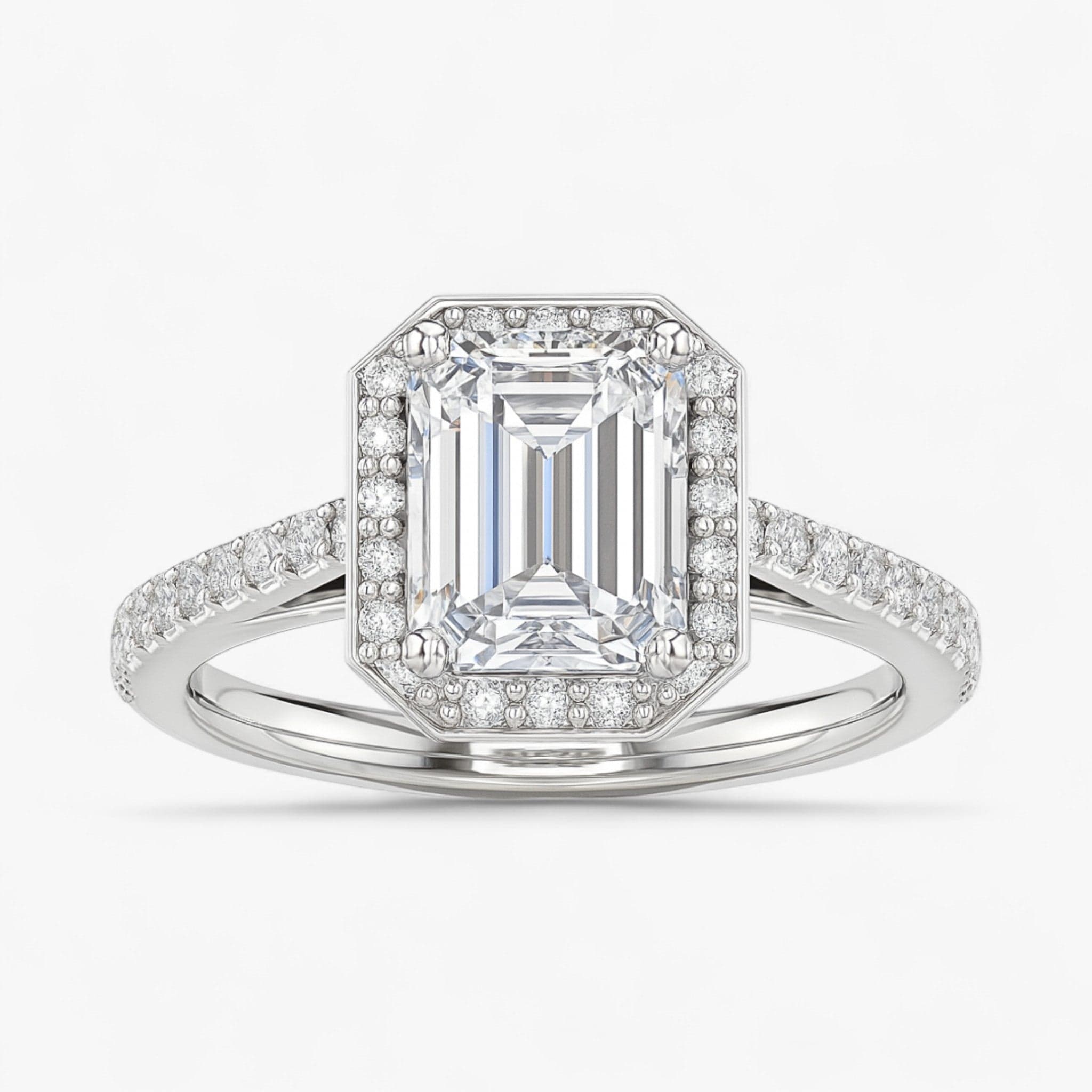 The Classic Accented Halo Engagement Ring | Emerald