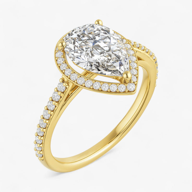 The Classic Accented Halo Engagement Ring | Pear