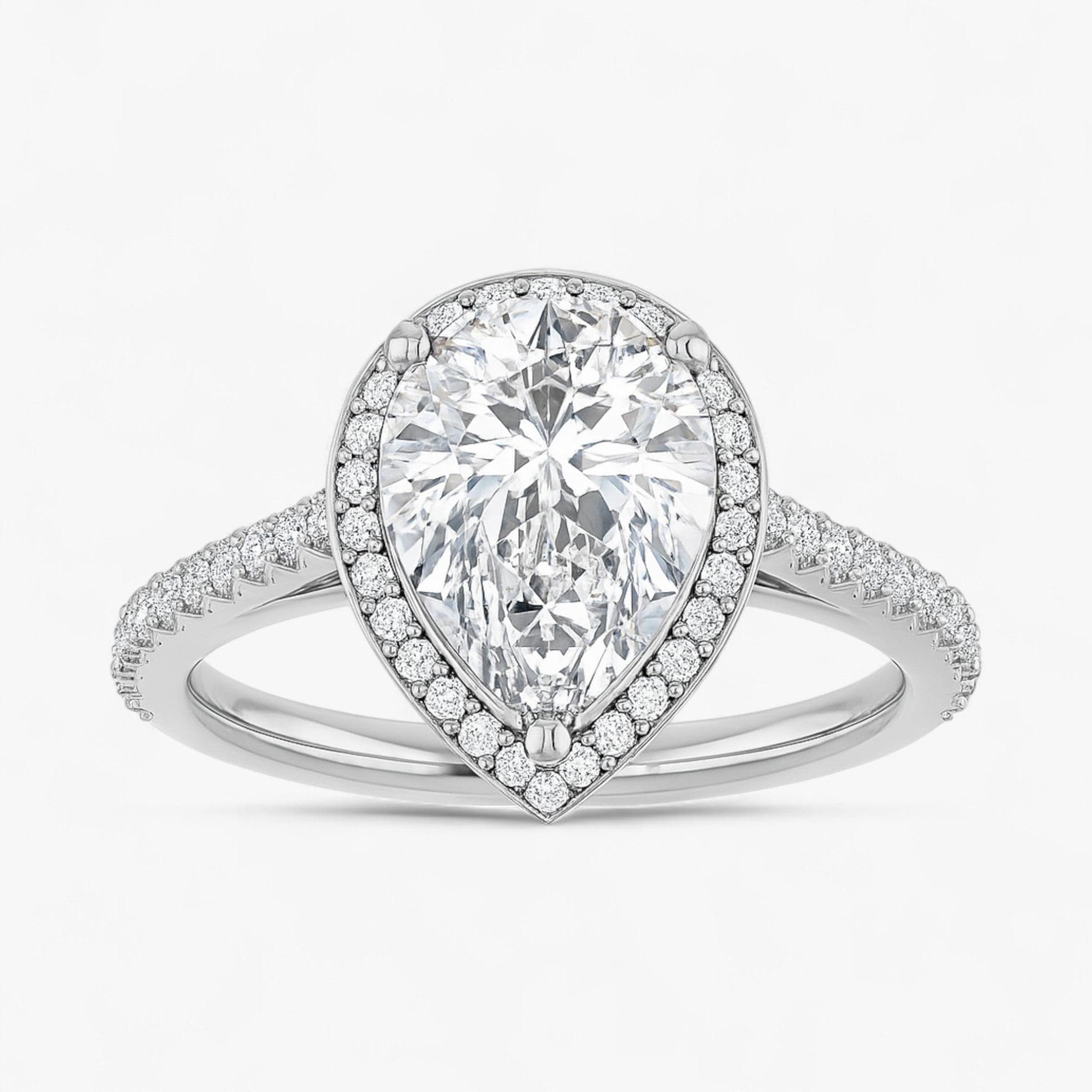 The Classic Accented Halo Engagement Ring | Pear