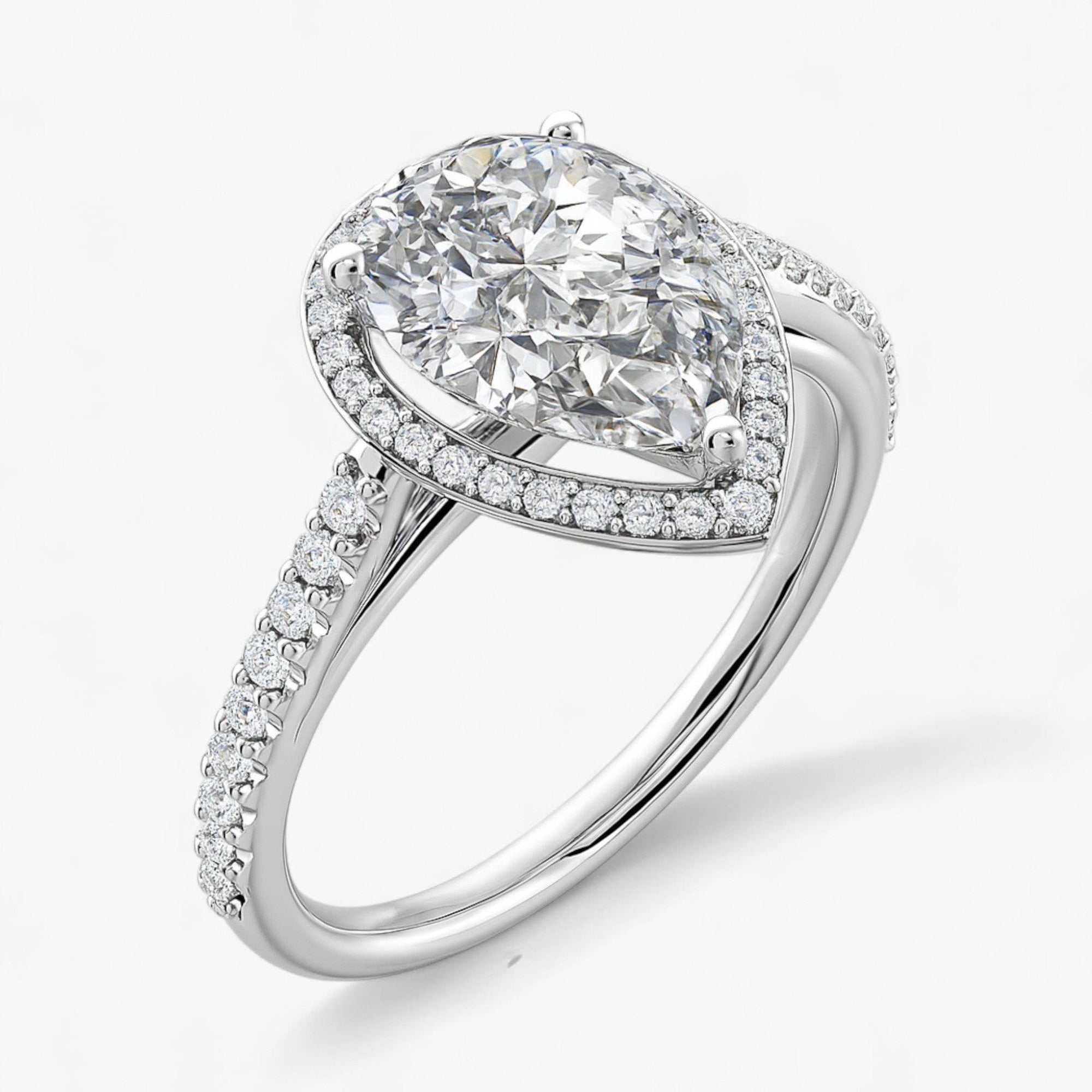 The Classic Accented Halo Engagement Ring | Pear