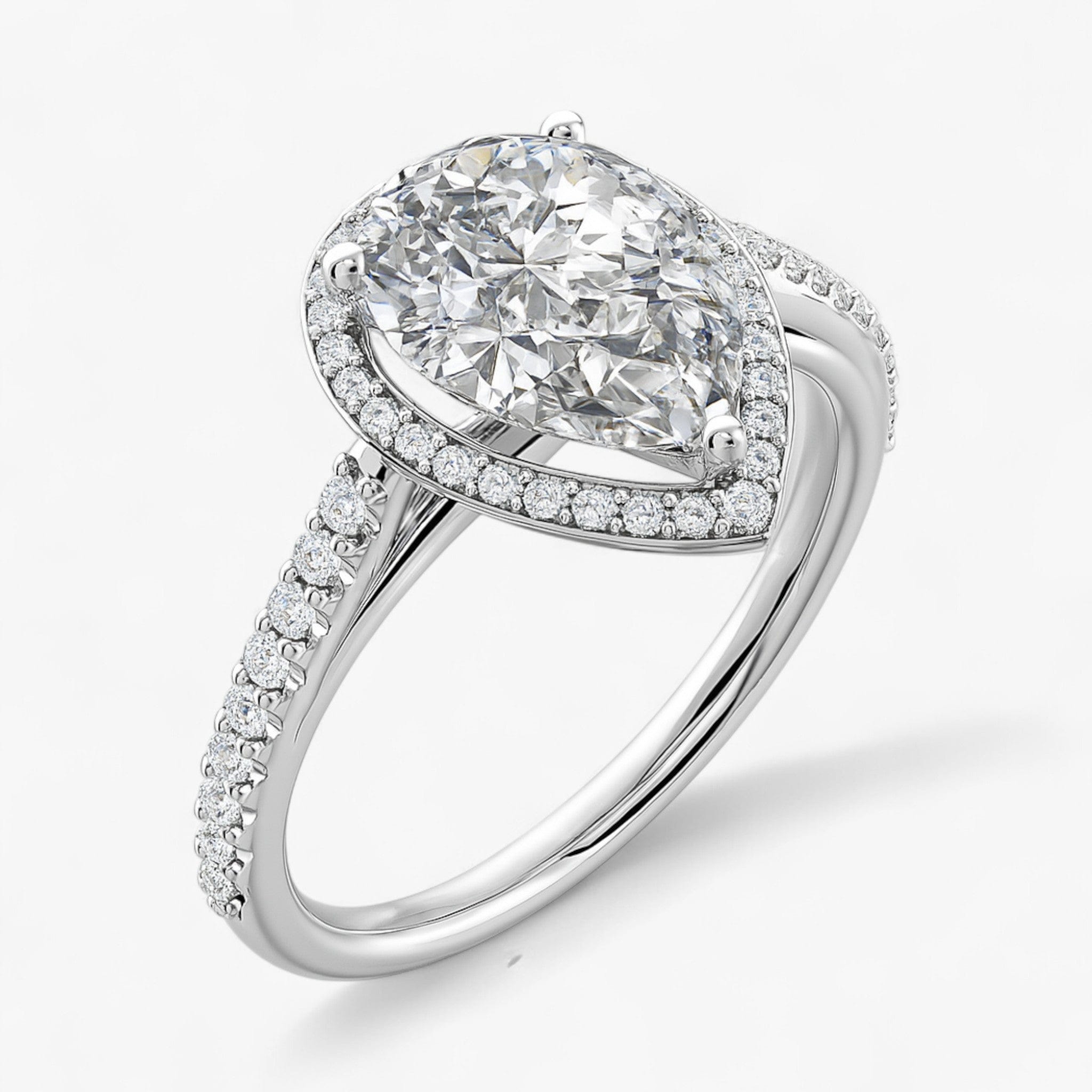 The Classic Accented Halo Engagement Ring | Pear