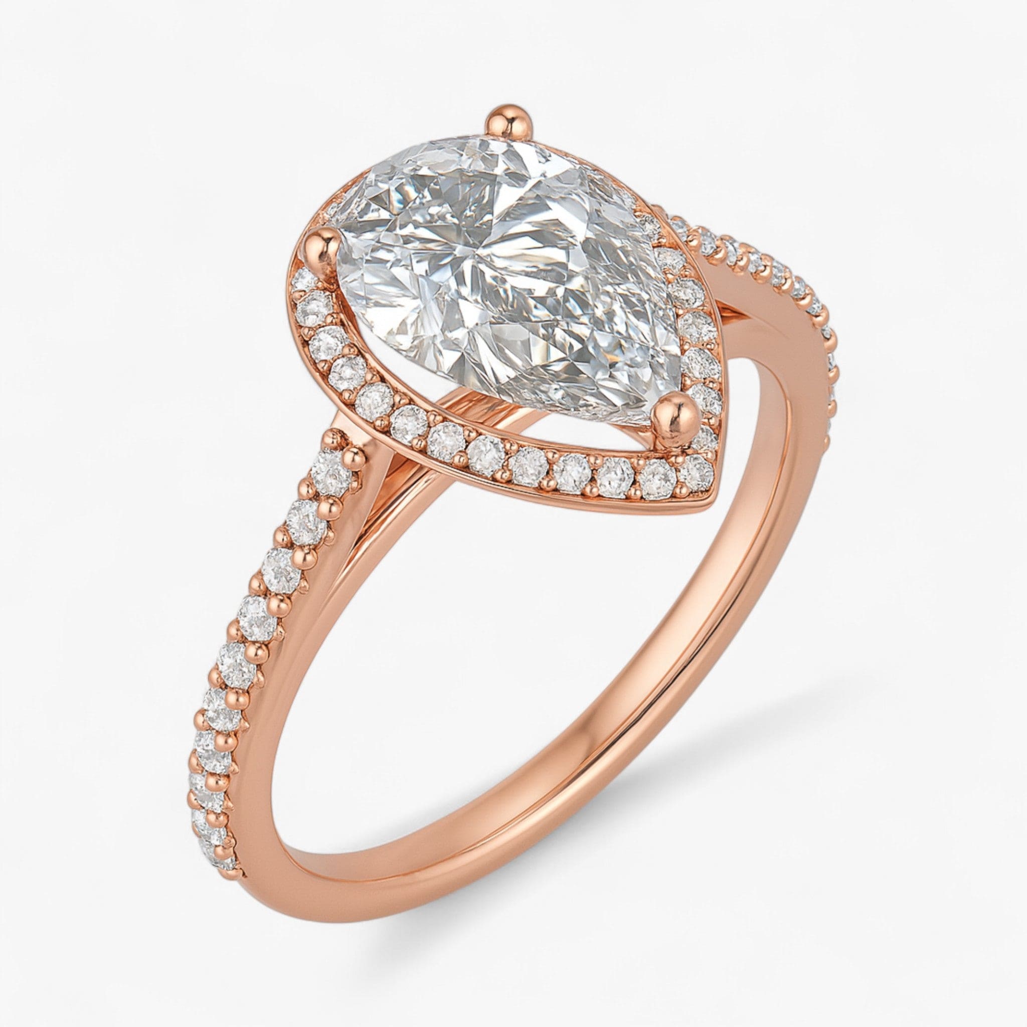 The Classic Accented Halo Engagement Ring | Pear