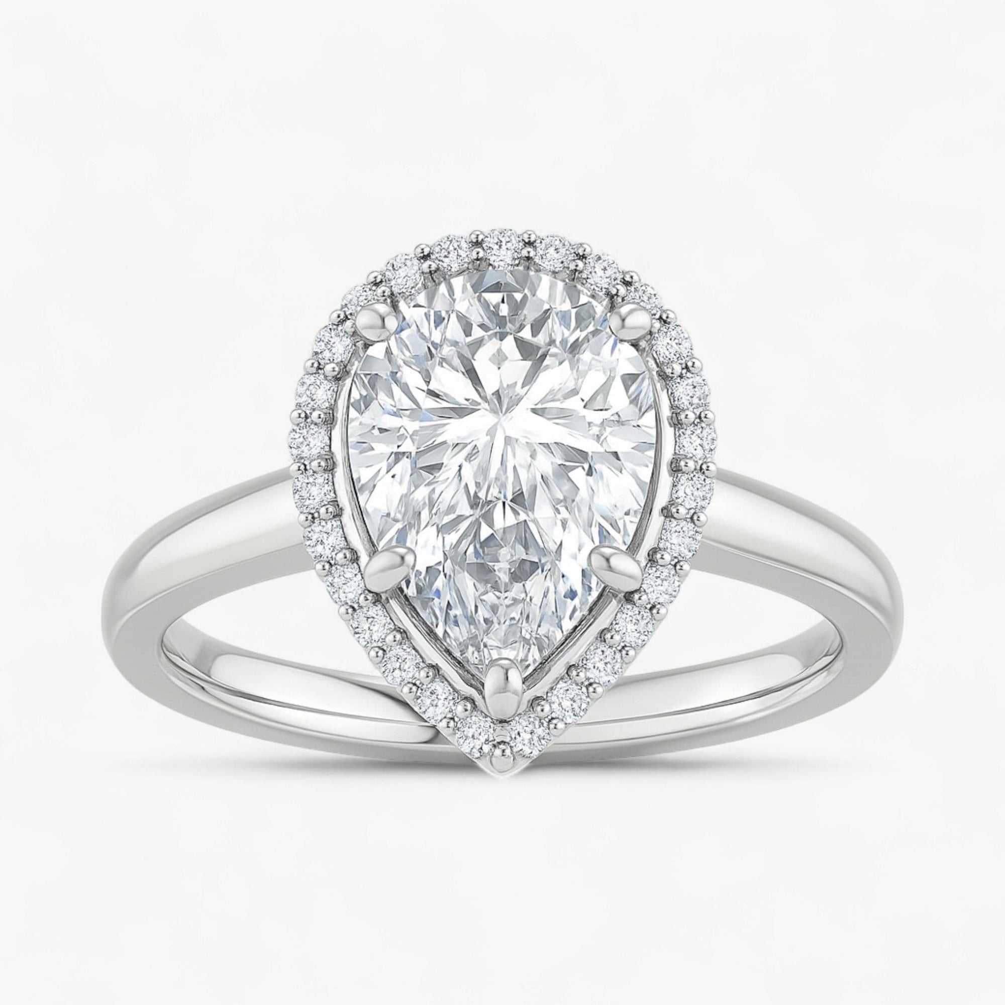 The Classic Halo Engagement Ring | Pear