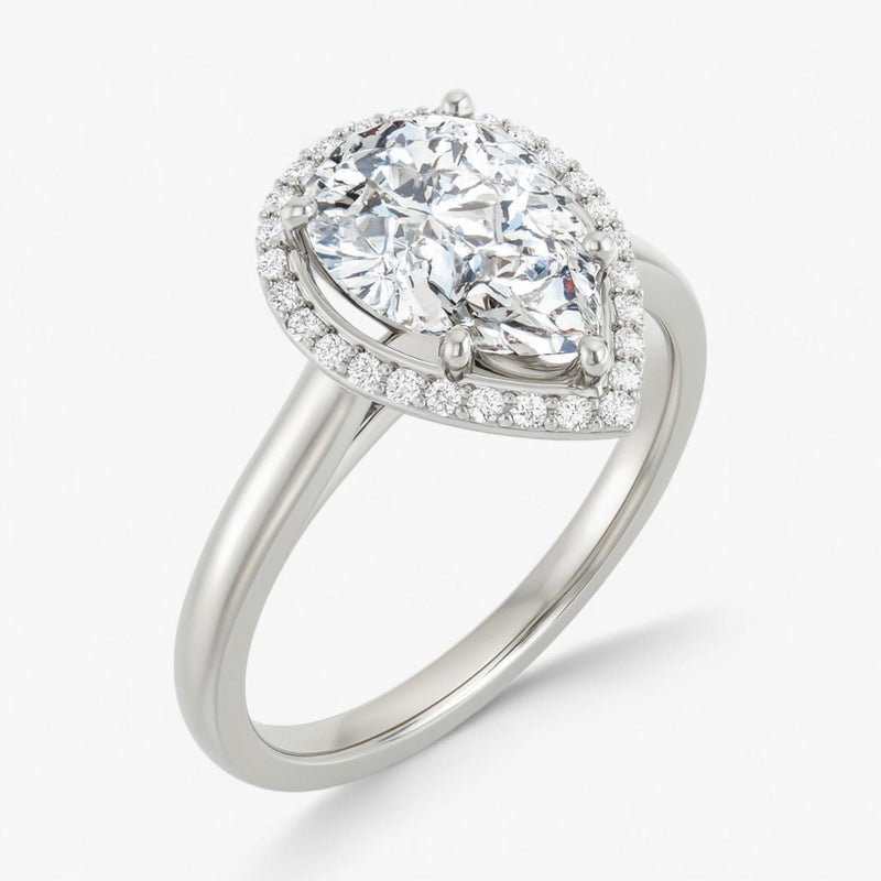 The Classic Halo Engagement Ring | Pear