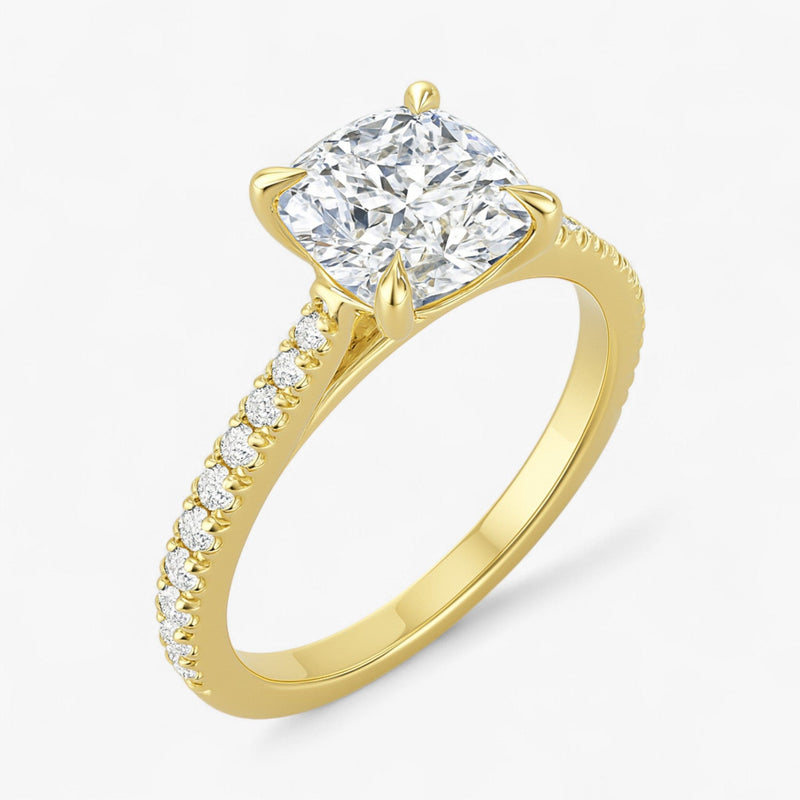 The Signature Cathedral Pavé Engagement Ring | Cushion