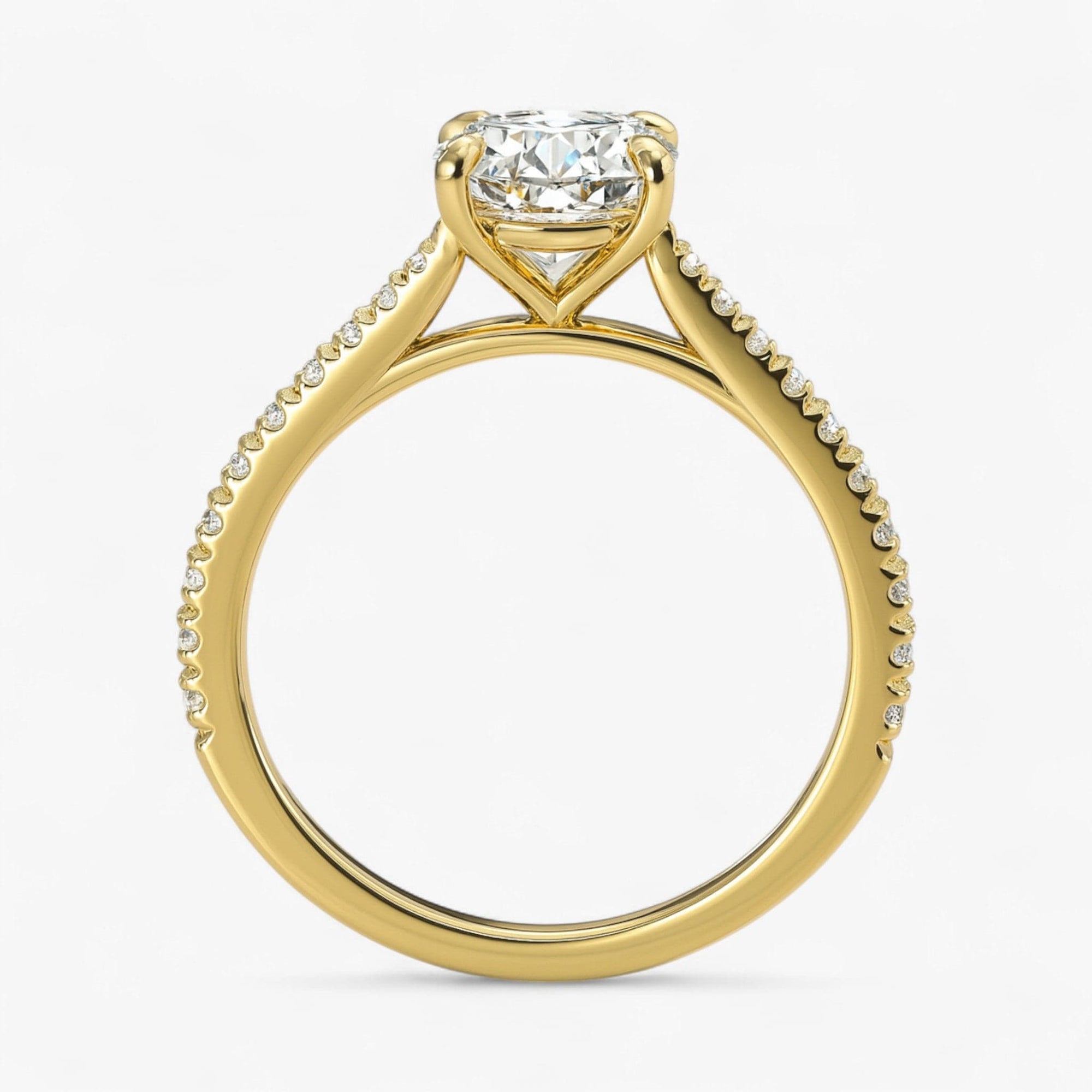 The Signature Cathedral Pavé Engagement Ring | Cushion