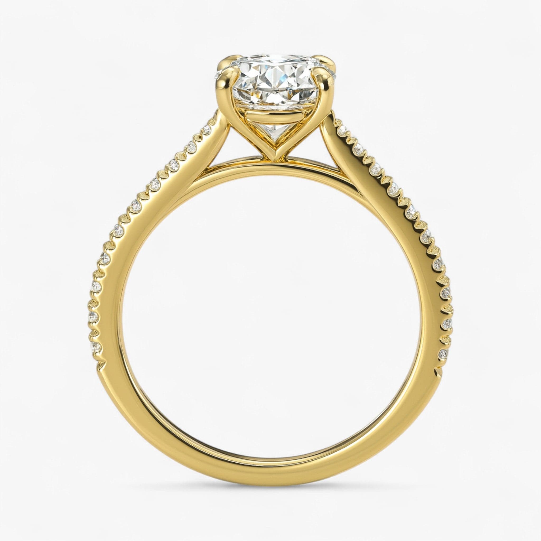 The Signature Cathedral Pavé Engagement Ring | Cushion