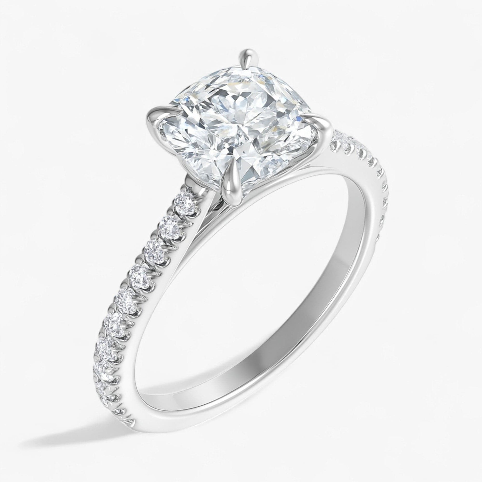 The Signature Cathedral Pavé Engagement Ring | Cushion