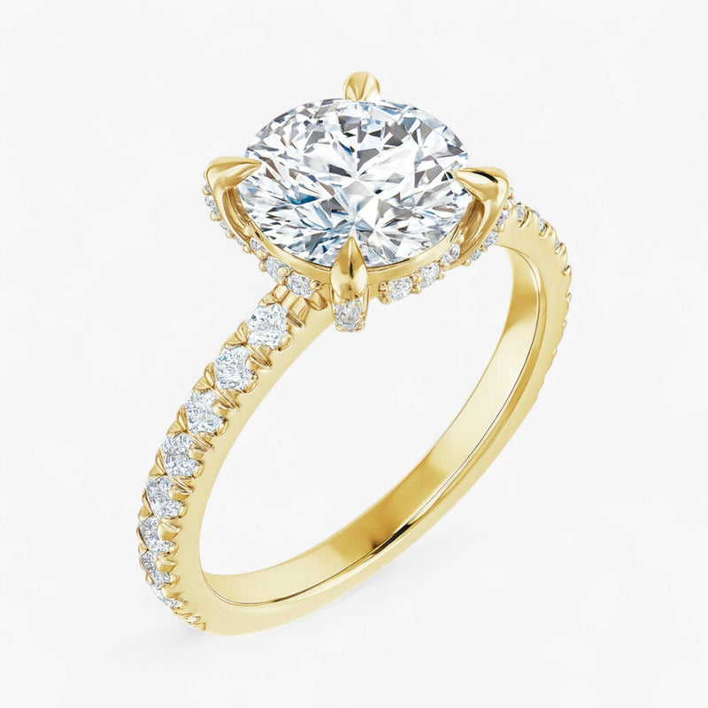 The Signature Pavé Hidden Halo Engagement Ring | Round