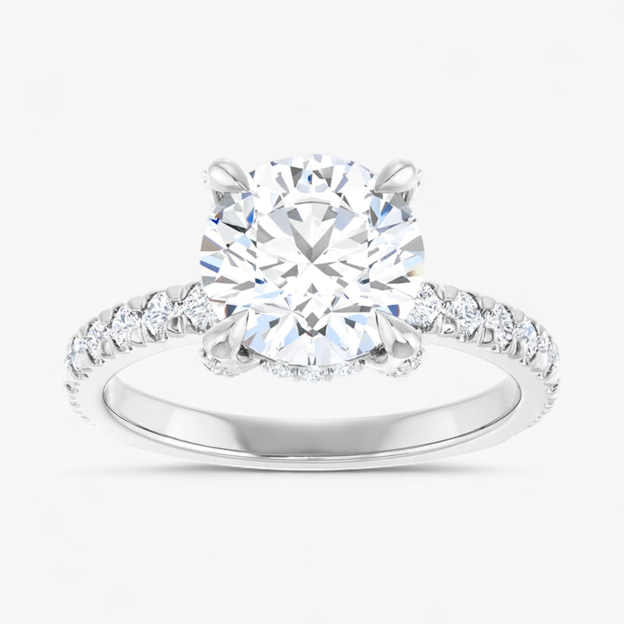 The Signature Pavé Hidden Halo Engagement Ring | Round