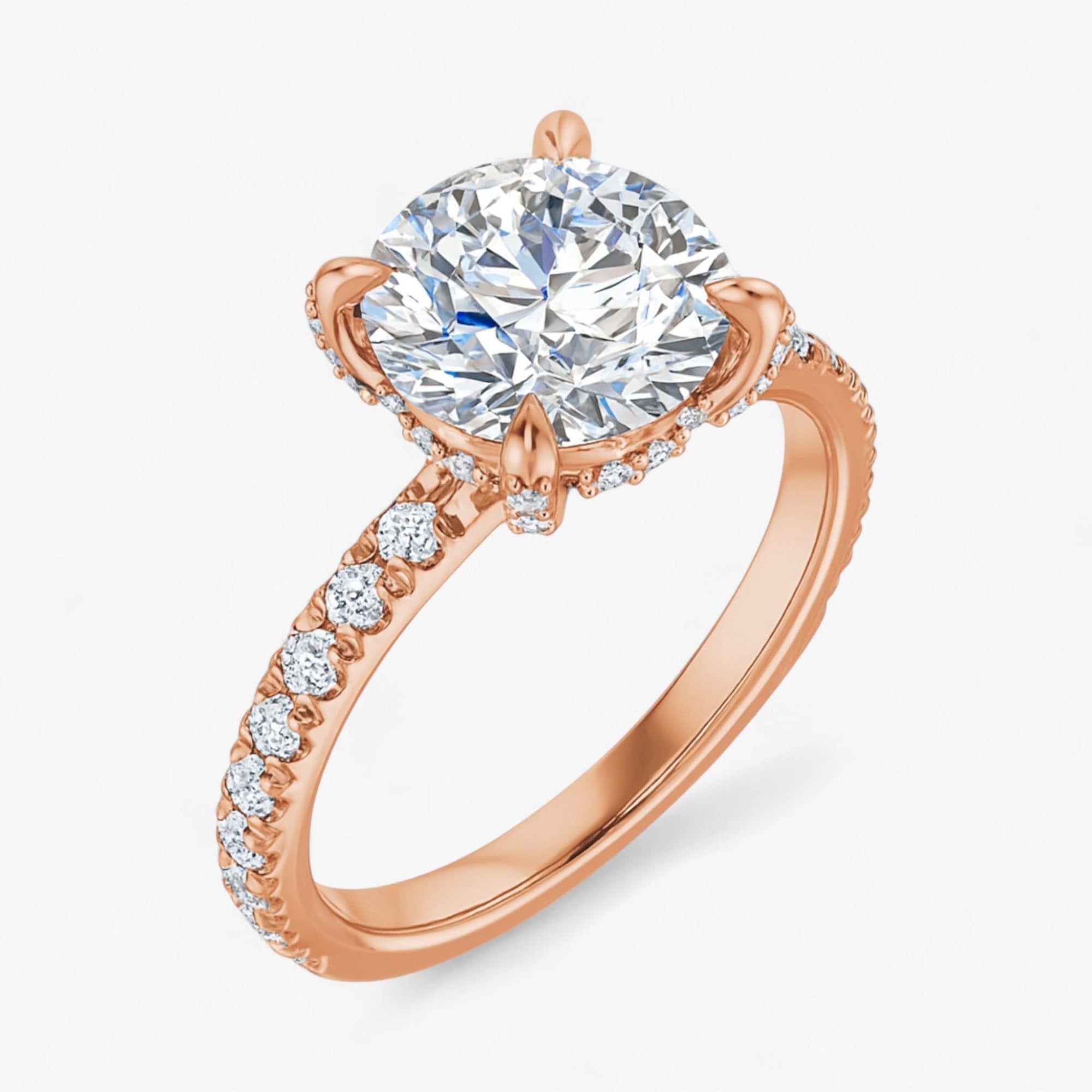 The Signature Pavé Hidden Halo Engagement Ring | Round