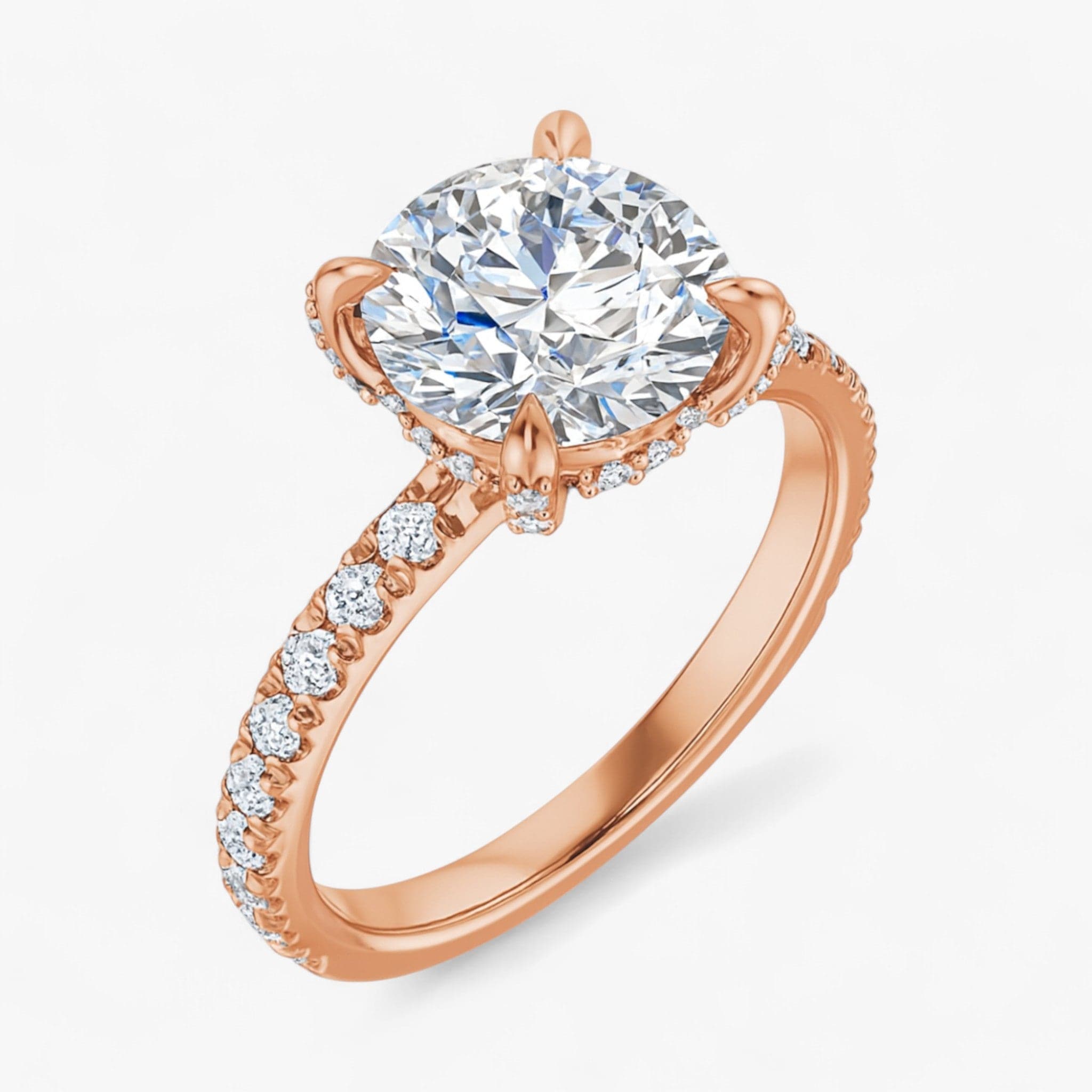 The Signature Pavé Hidden Halo Engagement Ring | Round