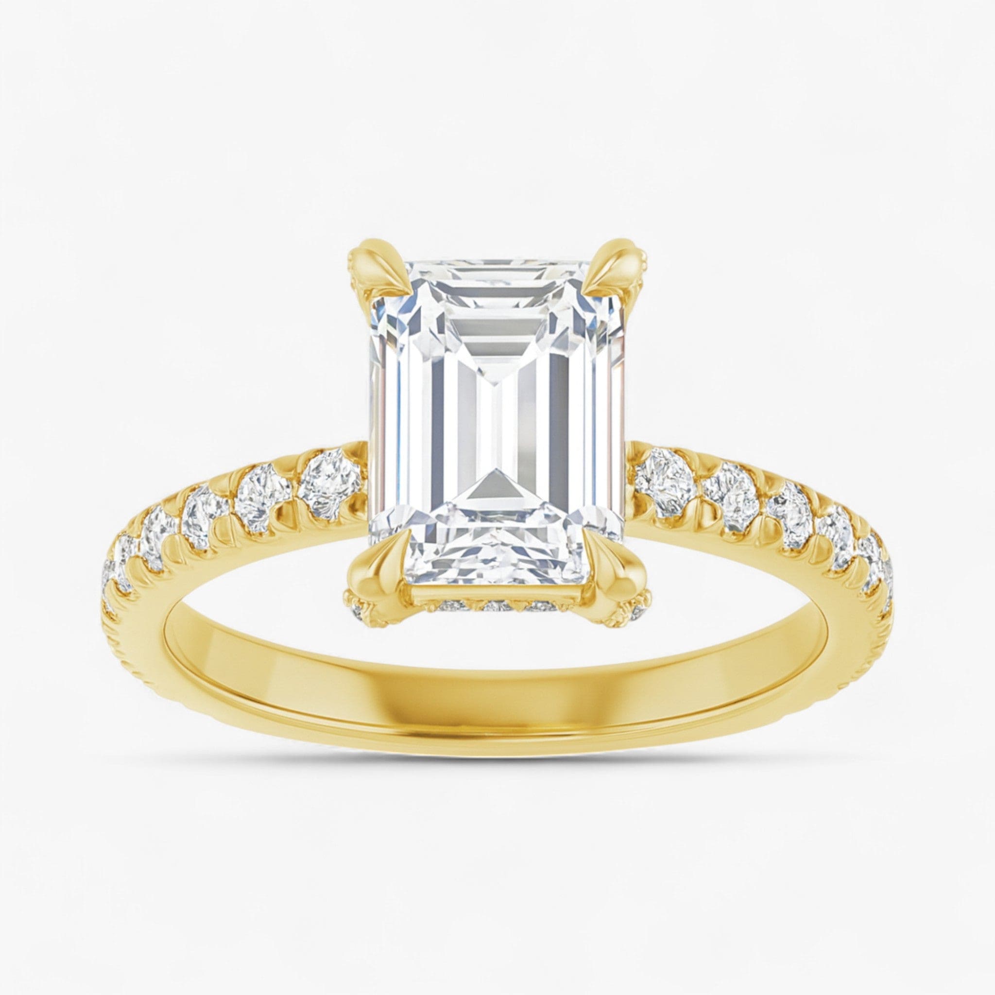 The Signature Pavé Hidden Halo Engagement Ring | Emerald