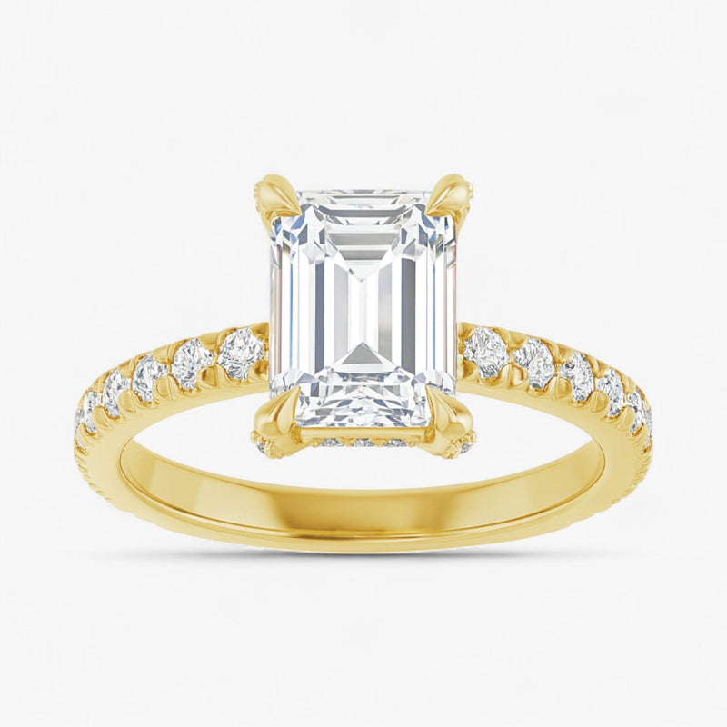 The Signature Pavé Hidden Halo Engagement Ring | Emerald