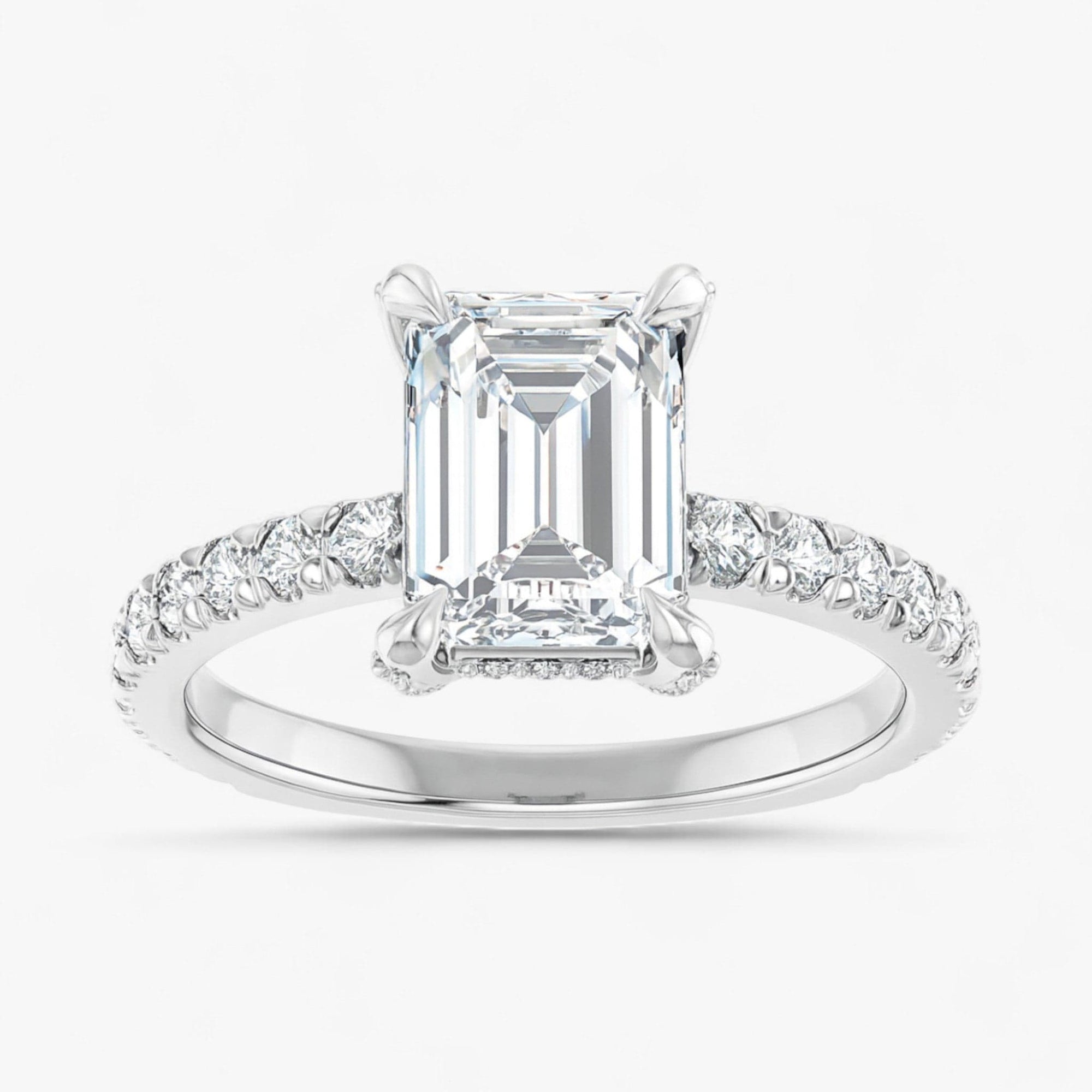 The Signature Pavé Hidden Halo Engagement Ring | Emerald