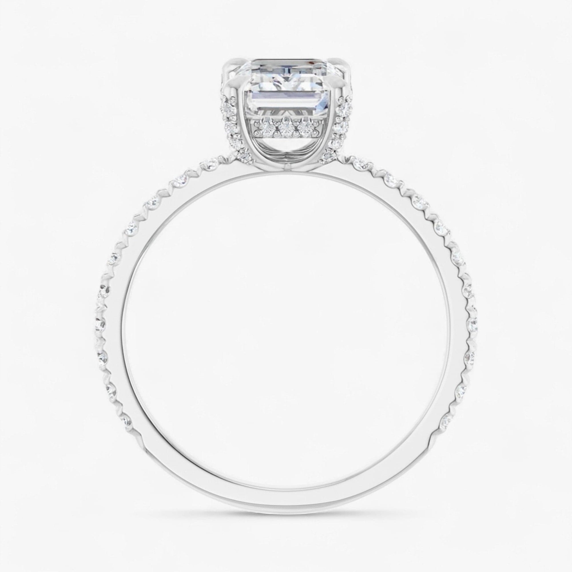 The Signature Pavé Hidden Halo Engagement Ring | Emerald