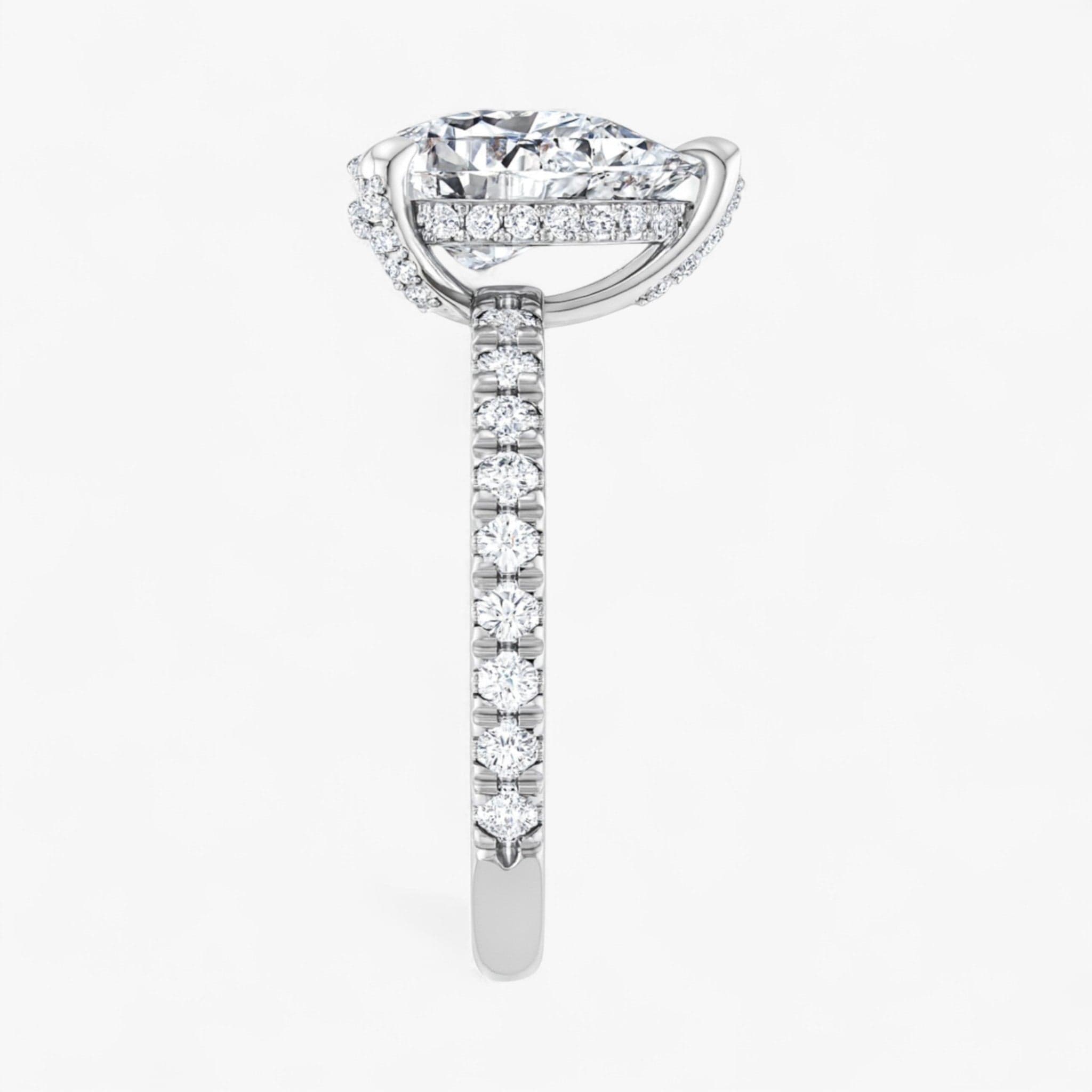 The Signature Pavé Hidden Halo Engagement Ring | Pear
