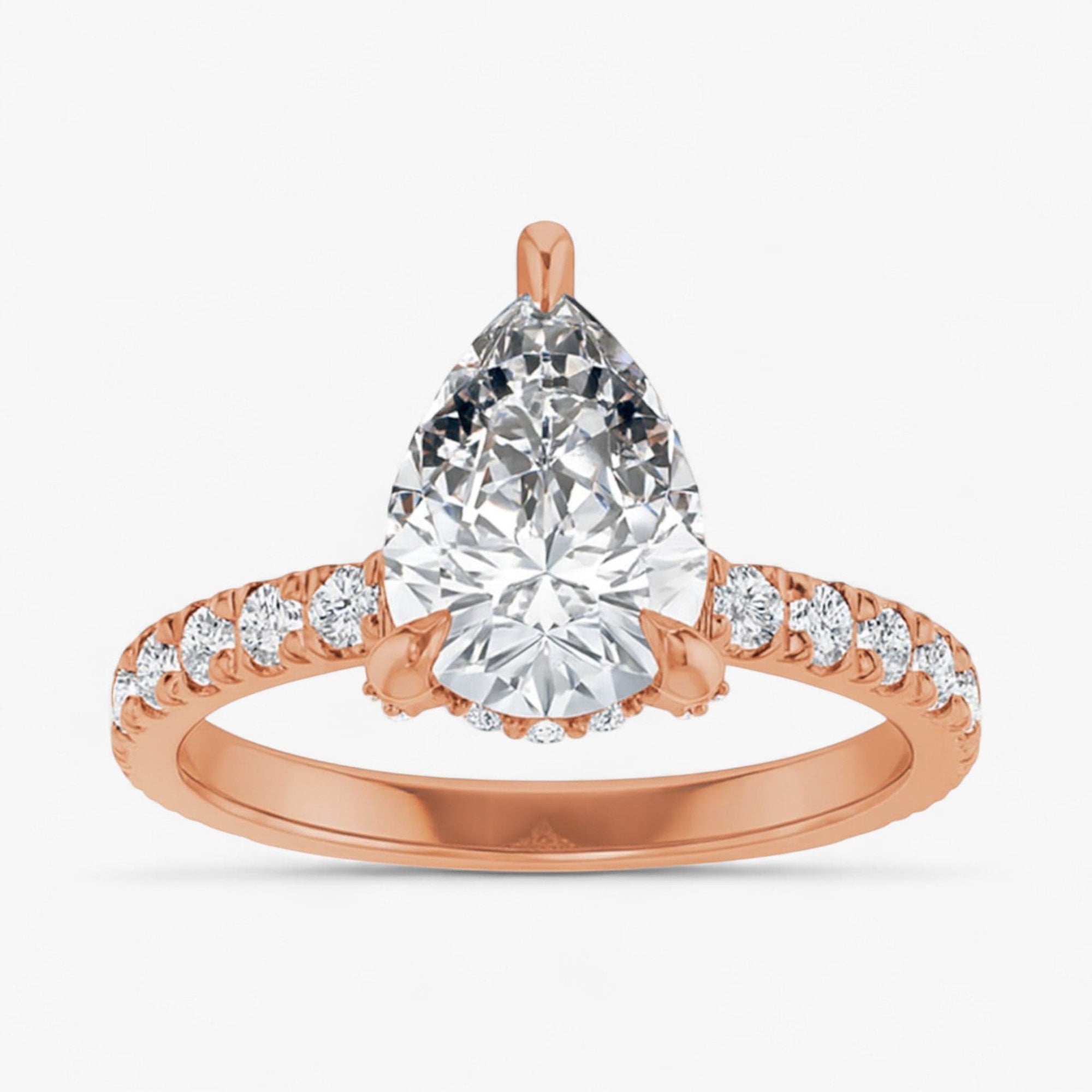 The Signature Pavé Hidden Halo Engagement Ring | Pear