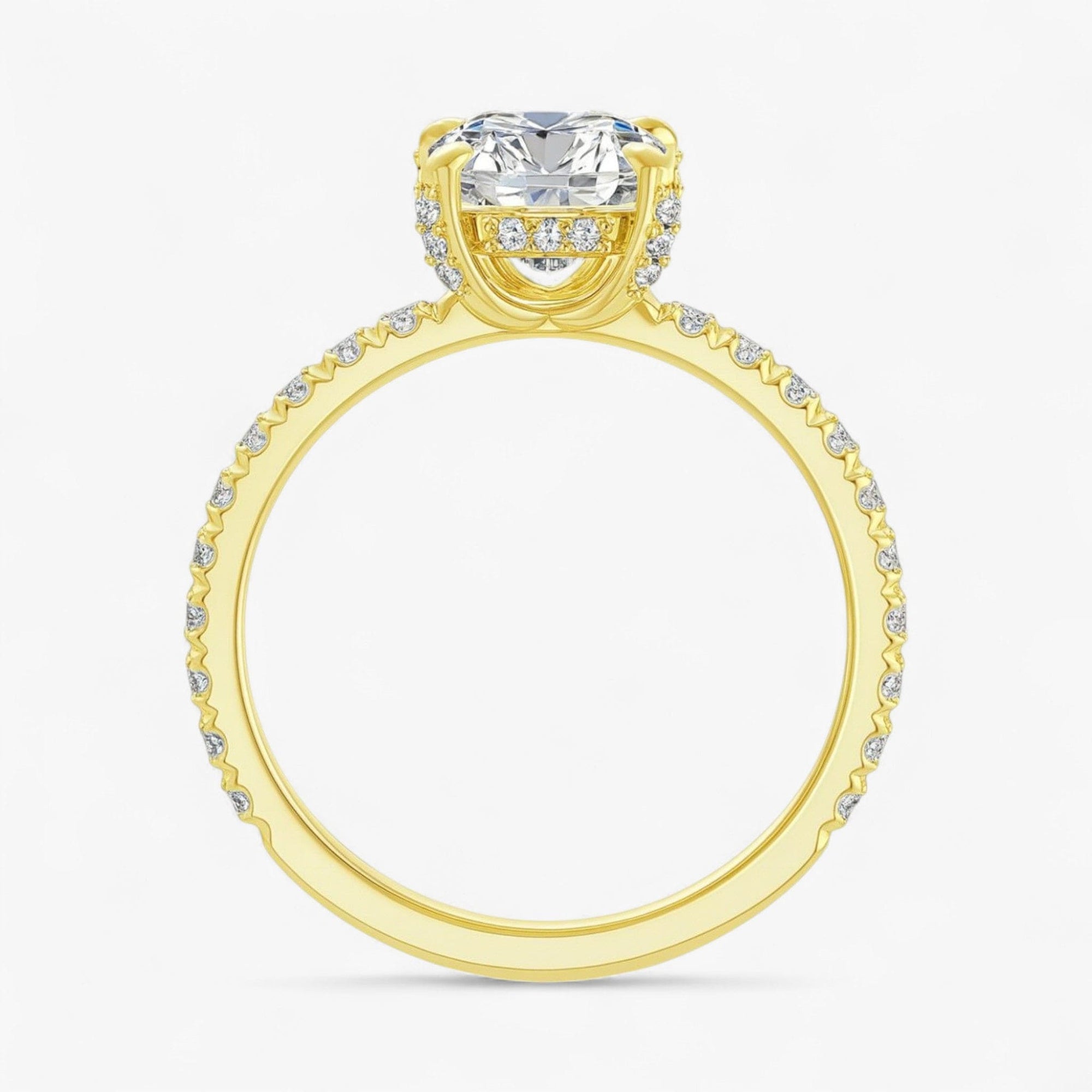 The Signature Pavé Hidden Halo Engagement Ring | Cushion