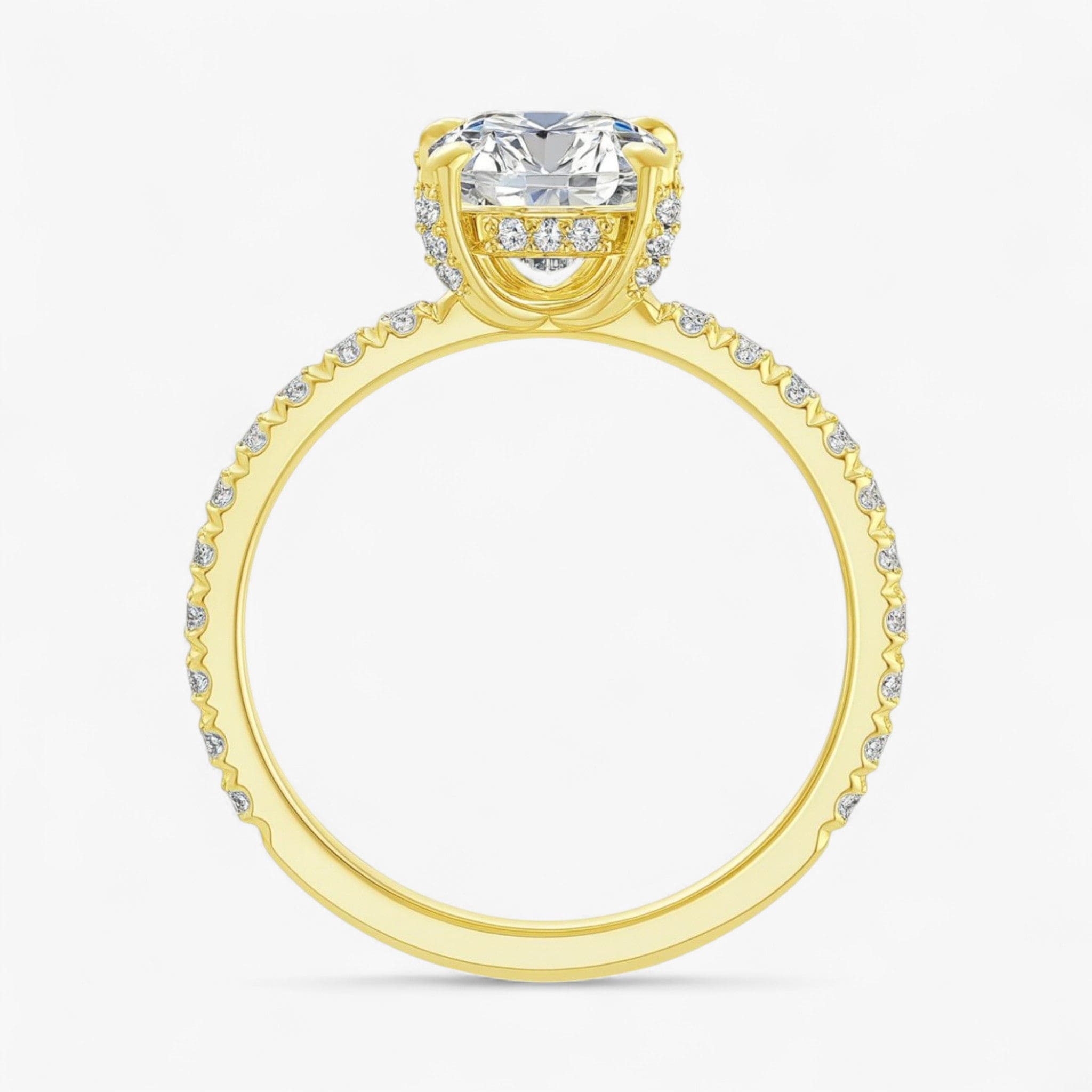 The Signature Pavé Hidden Halo Engagement Ring | Cushion