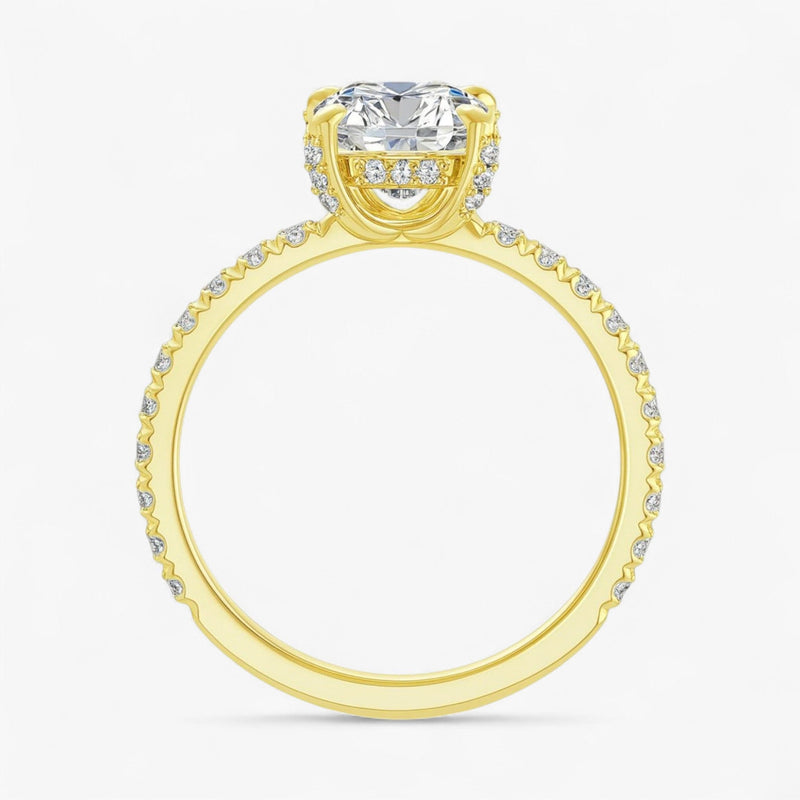 The Signature Pavé Hidden Halo Engagement Ring | Cushion