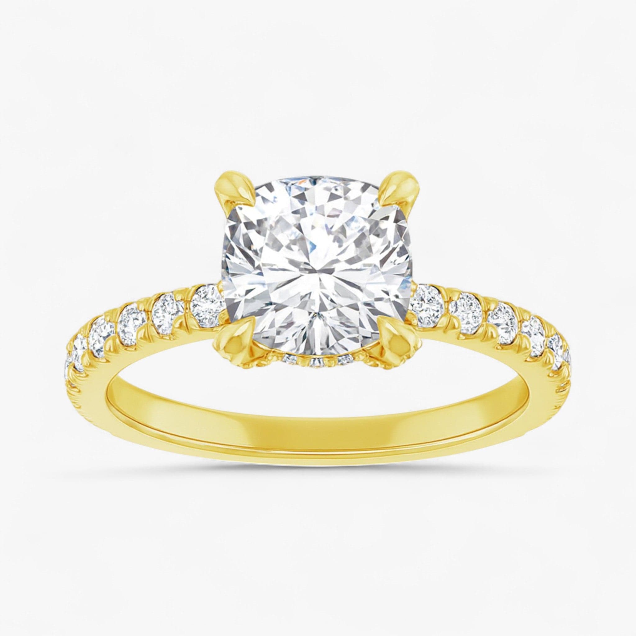 The Signature Pavé Hidden Halo Engagement Ring | Cushion