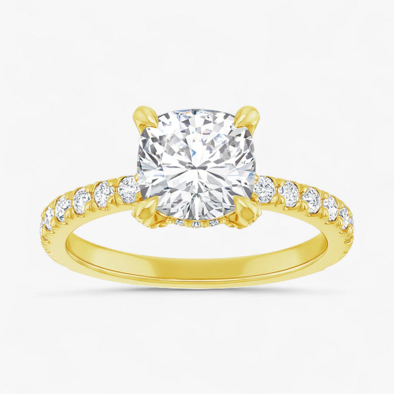 The Signature Pavé Hidden Halo Engagement Ring | Cushion