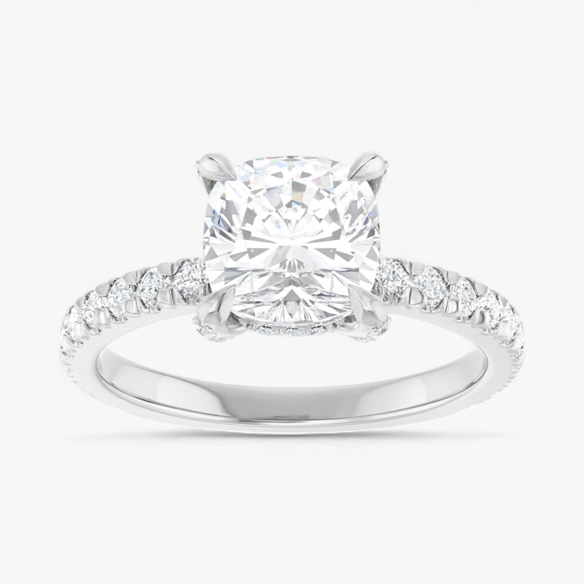 The Signature Pavé Hidden Halo Engagement Ring | Cushion