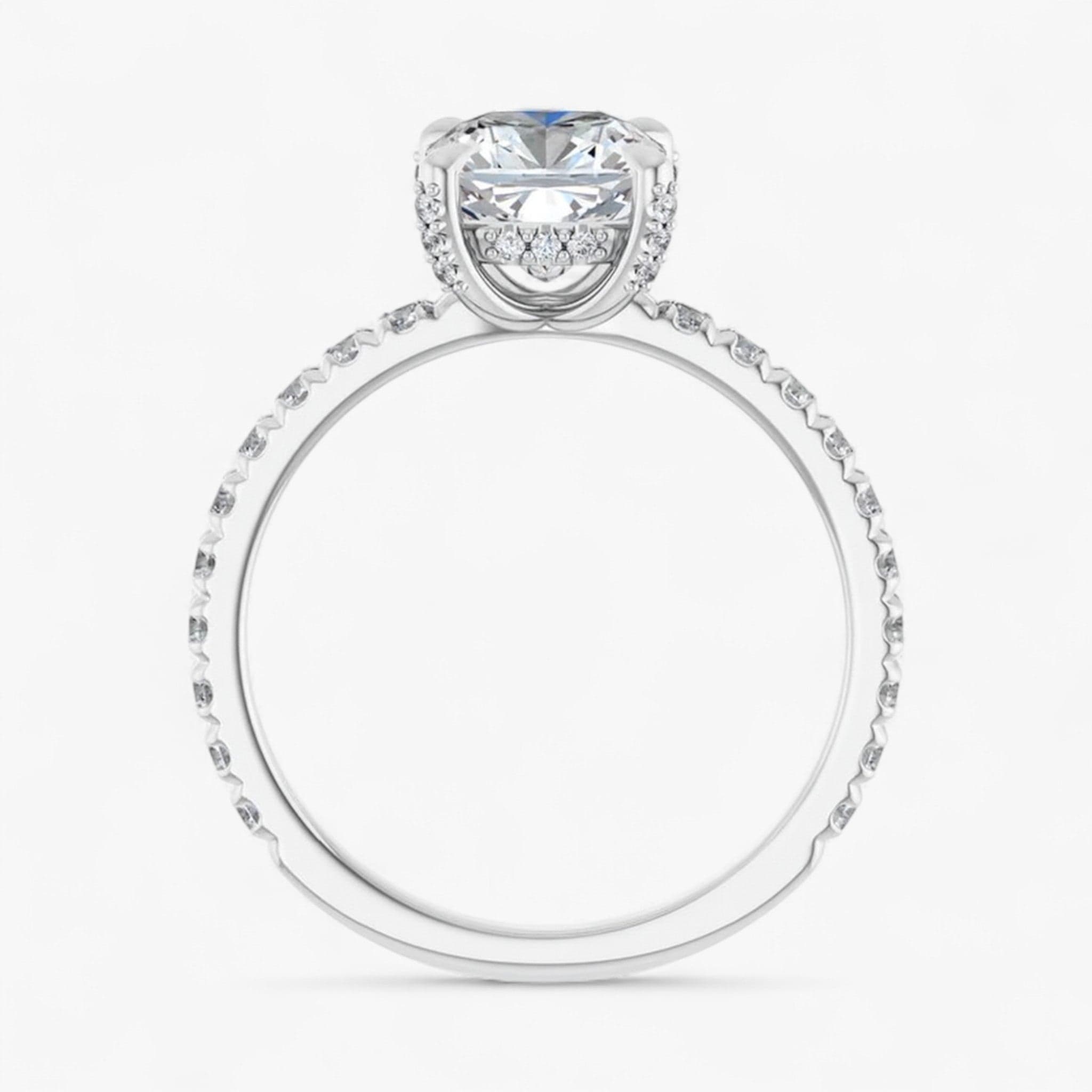 The Signature Pavé Hidden Halo Engagement Ring | Cushion