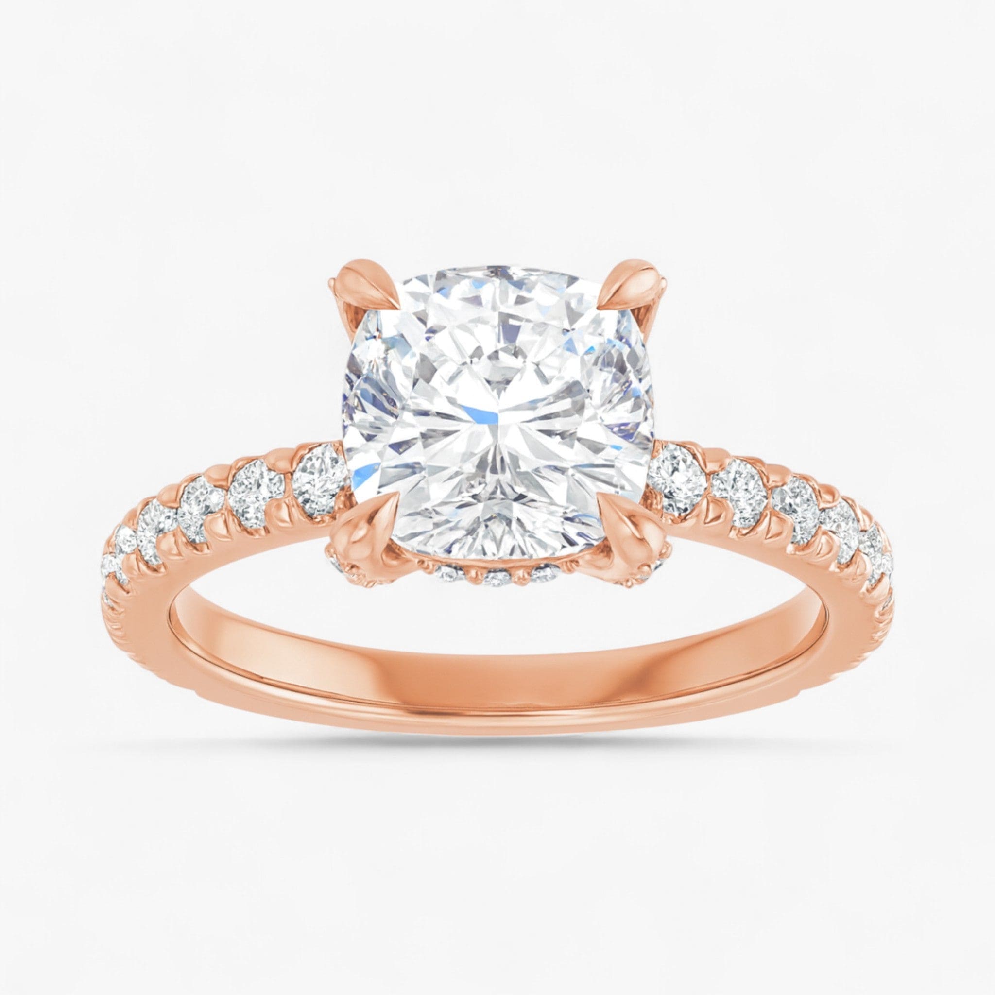 The Signature Pavé Hidden Halo Engagement Ring | Cushion