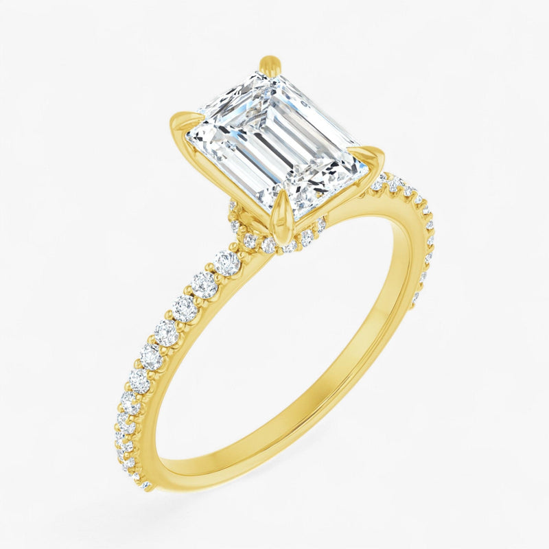 The Iconic Secret Halo Pavé Engagement Ring | Emerald