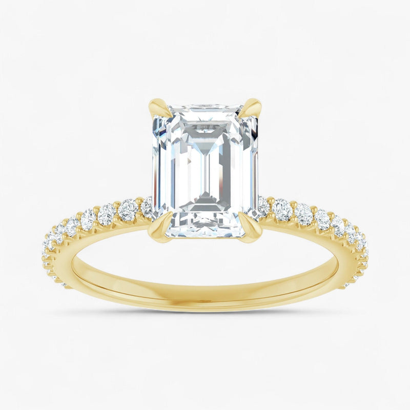 The Iconic Secret Halo Pavé Engagement Ring | Emerald