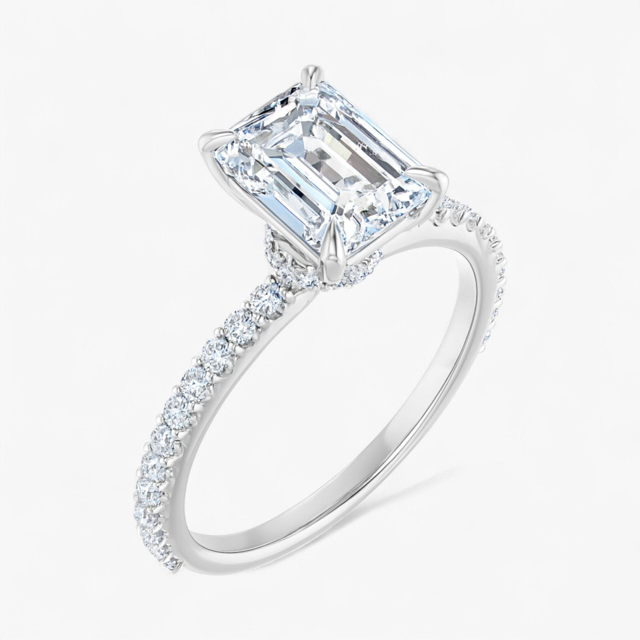 The Iconic Secret Halo Pavé Engagement Ring | Emerald