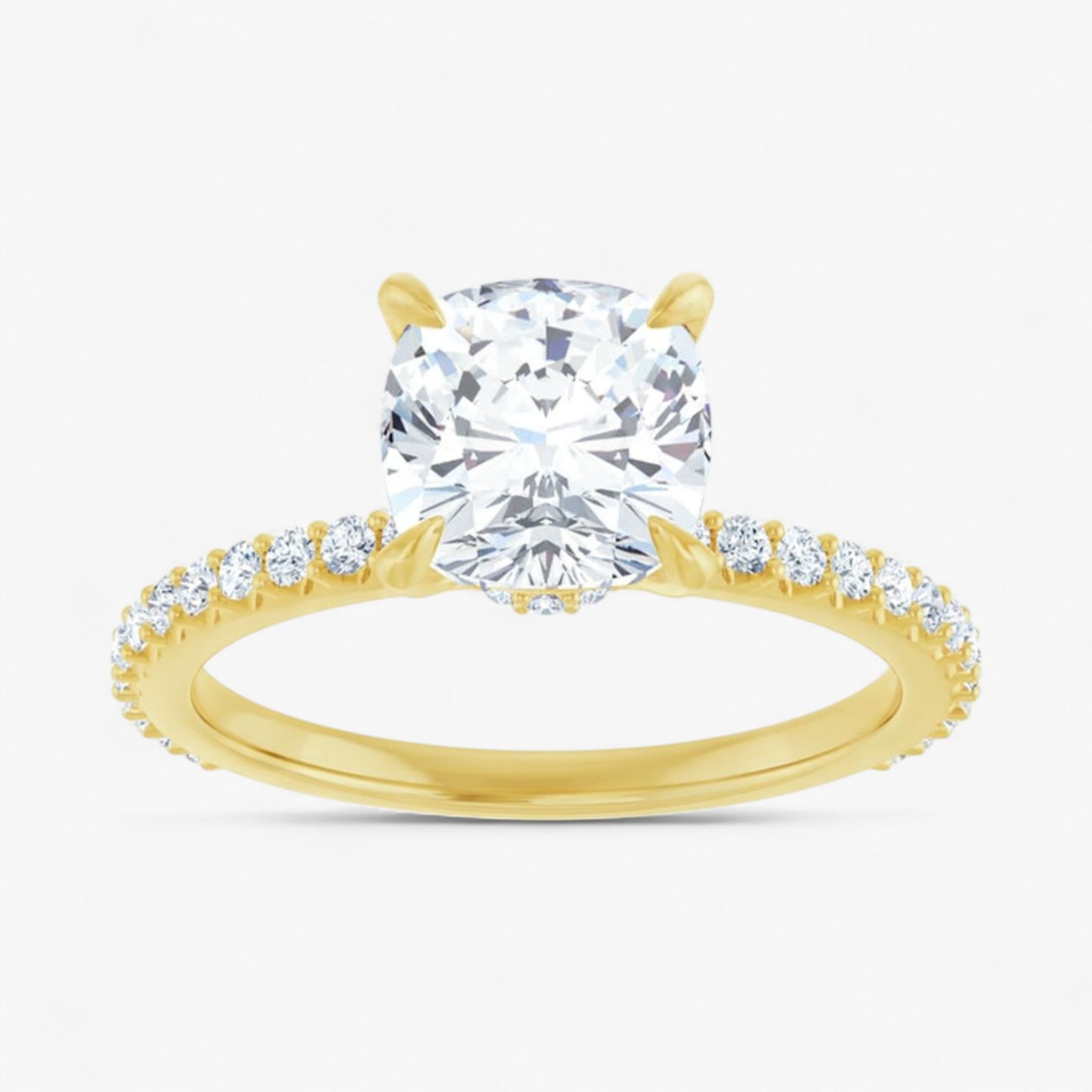 The Iconic Secret Halo Pavé Engagement Ring | Cushion