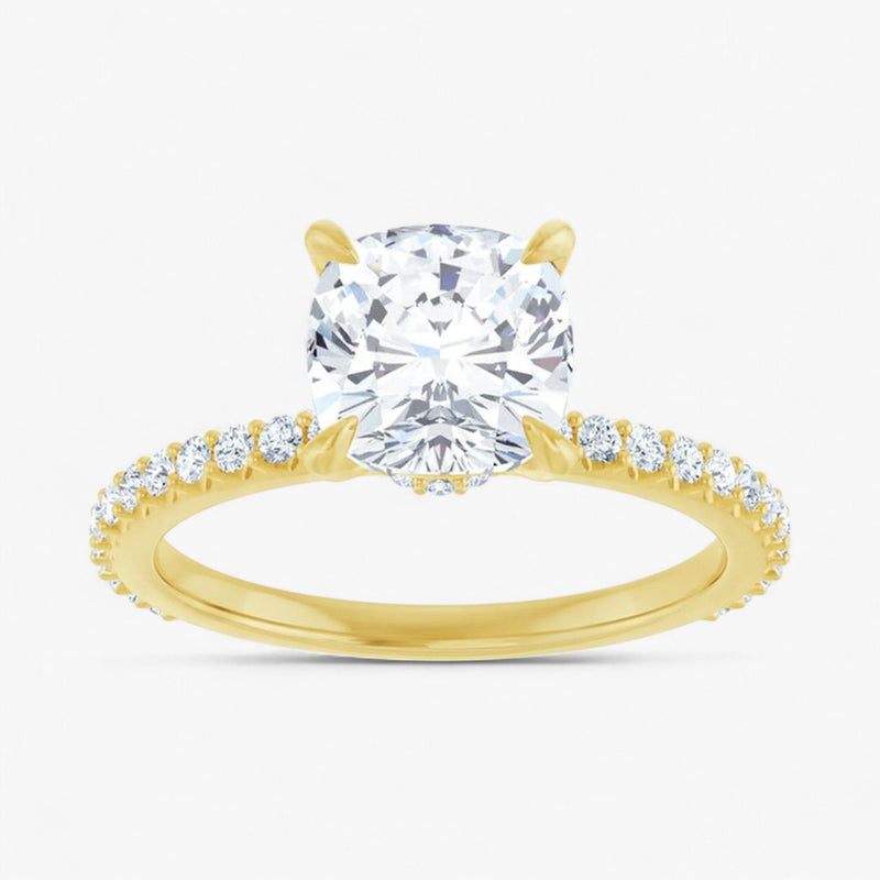 The Iconic Secret Halo Pavé Engagement Ring | Cushion