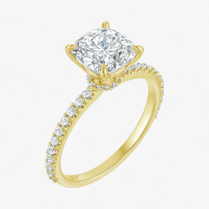 The Iconic Secret Halo Pavé Engagement Ring | Cushion