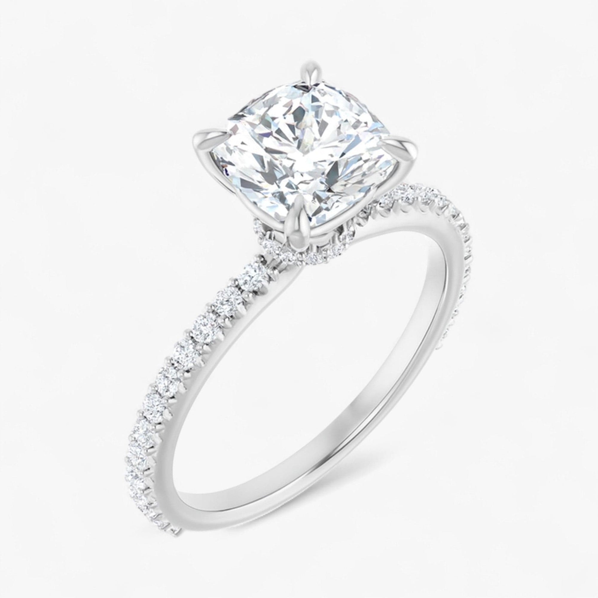 The Iconic Secret Halo Pavé Engagement Ring | Cushion
