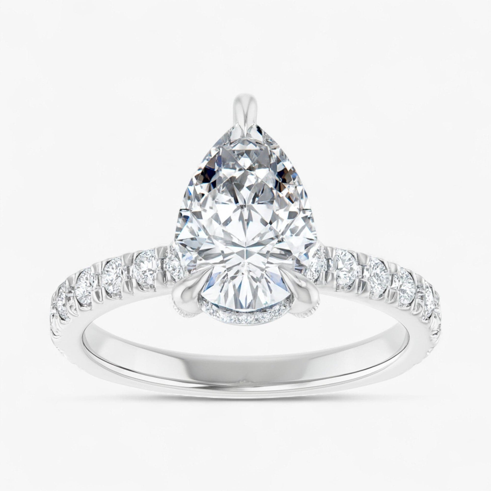 The Signature Pavé Hidden Halo Engagement Ring | Pear