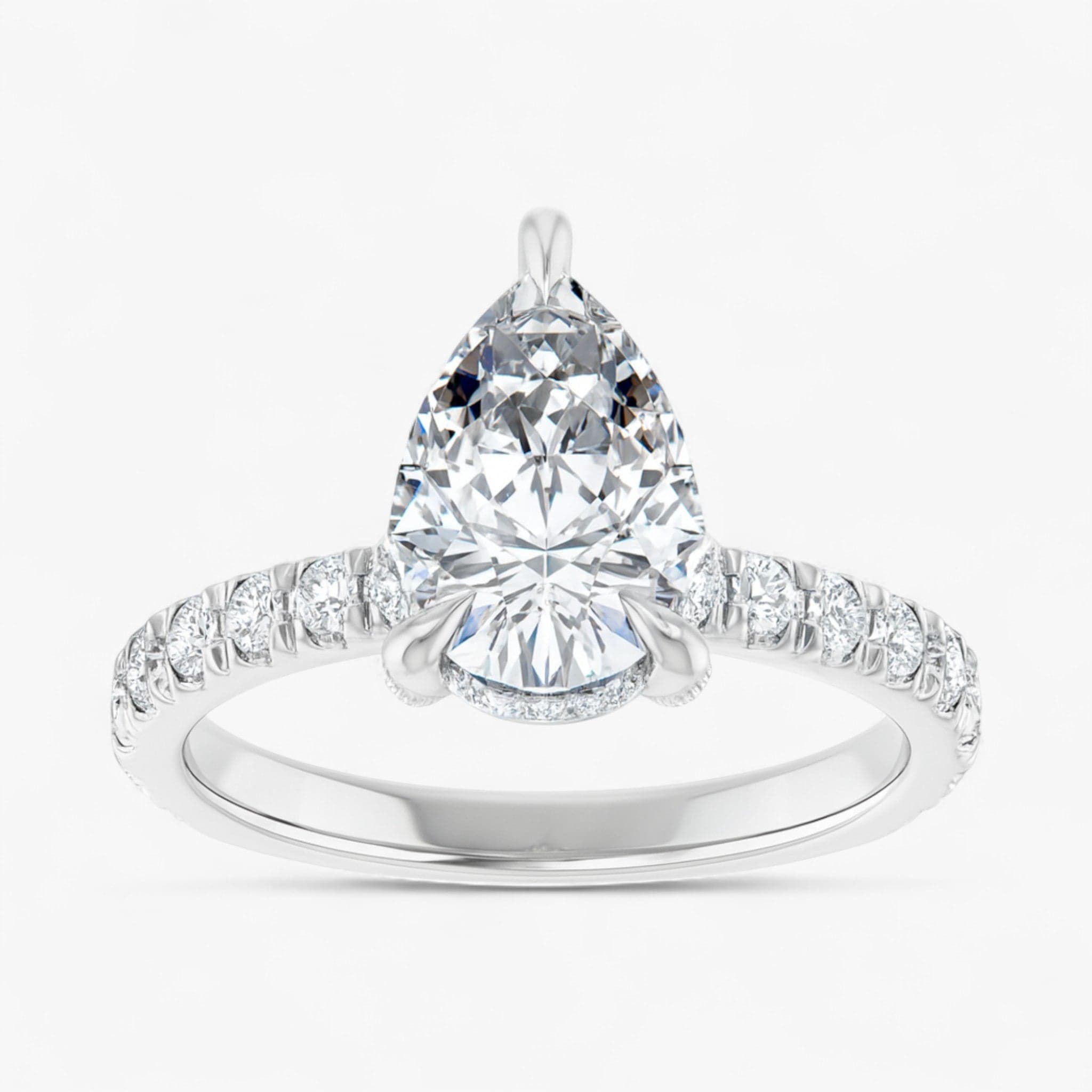 The Signature Pavé Hidden Halo Engagement Ring | Pear