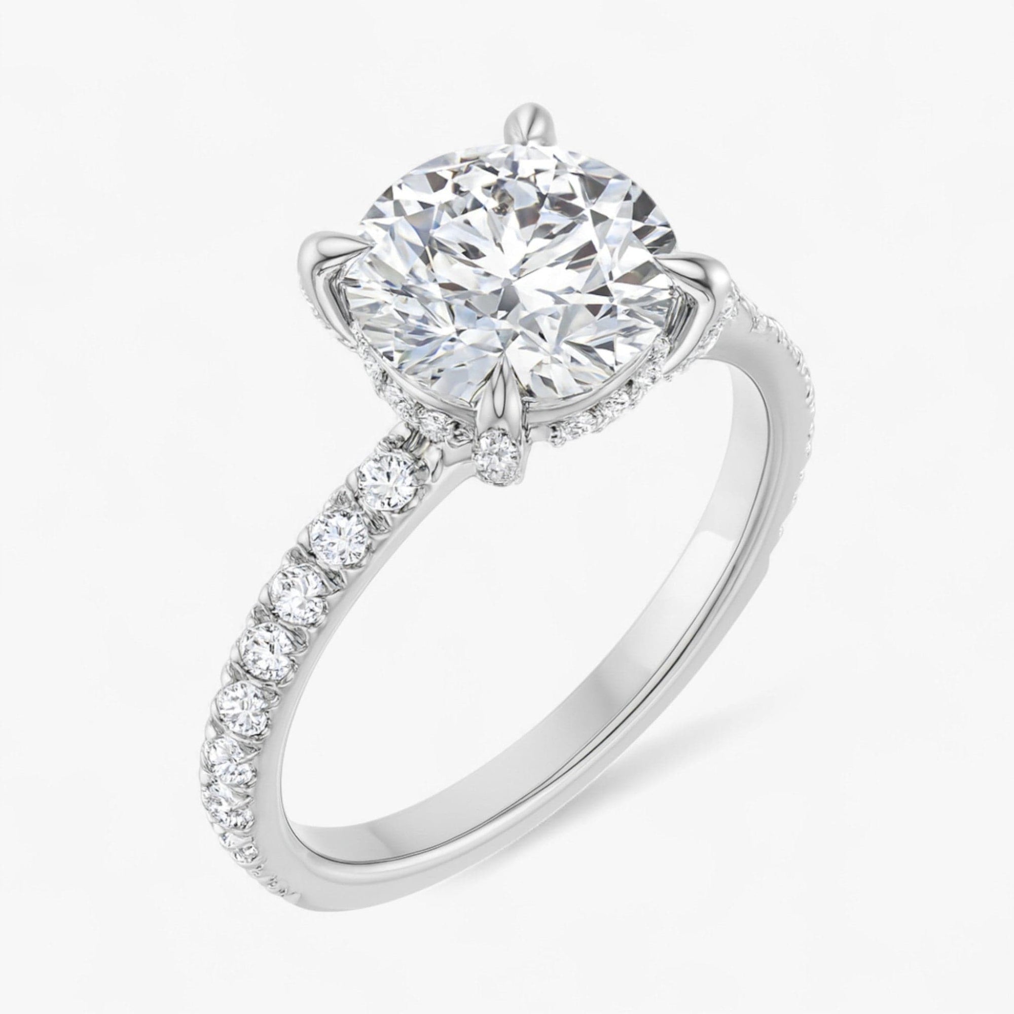 The Signature Pavé Hidden Halo Engagement Ring | Round