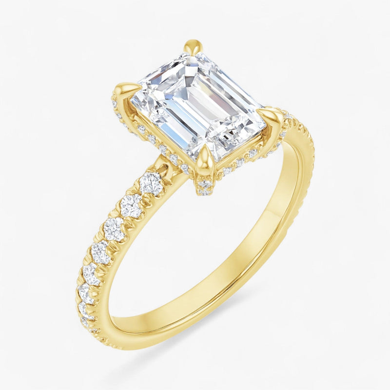 The Signature Pavé Hidden Halo Engagement Ring | Emerald