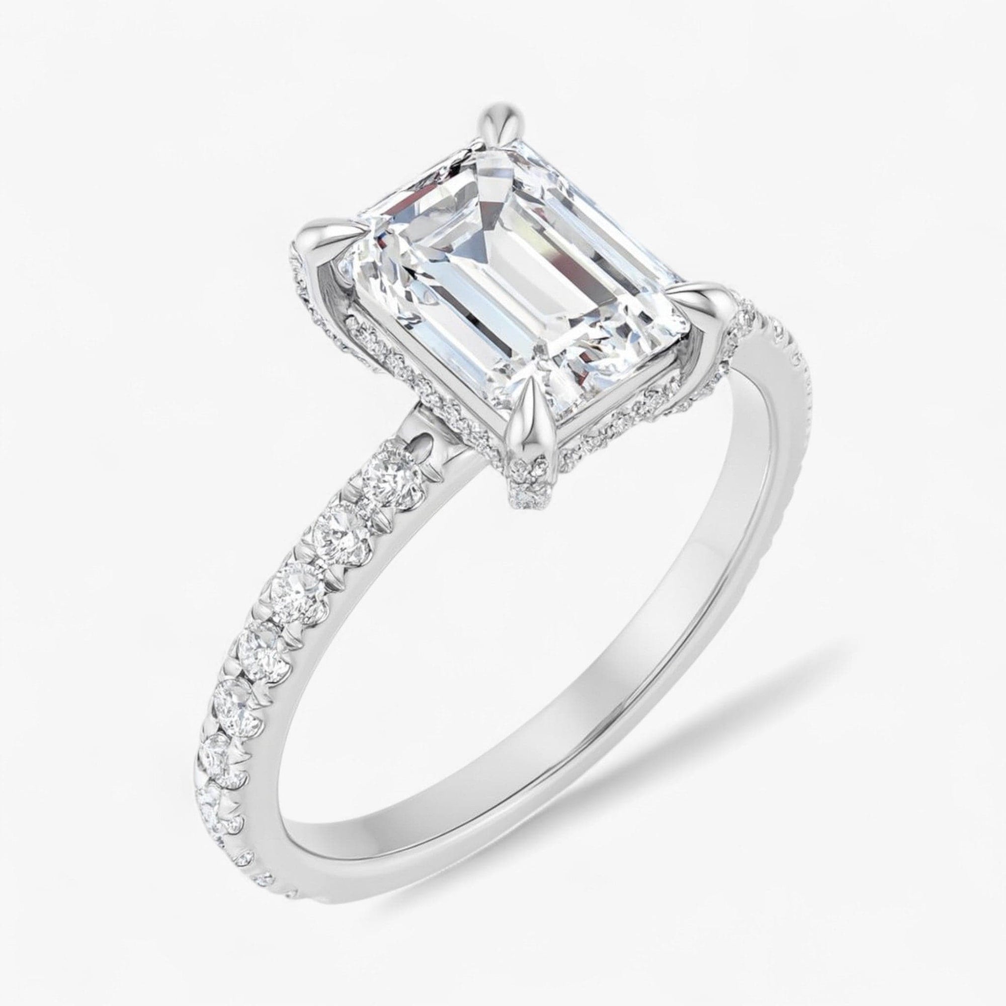 The Signature Pavé Hidden Halo Engagement Ring | Emerald