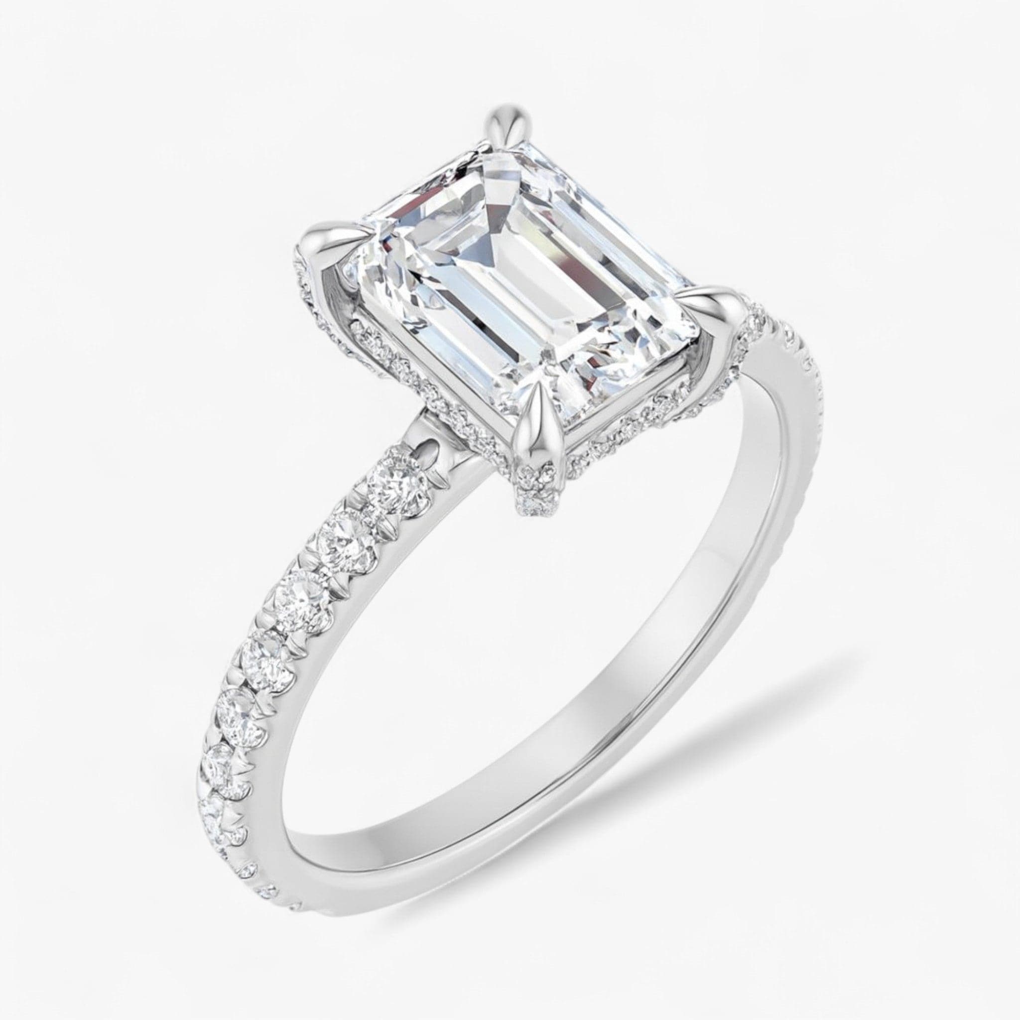 The Signature Pavé Hidden Halo Engagement Ring | Emerald