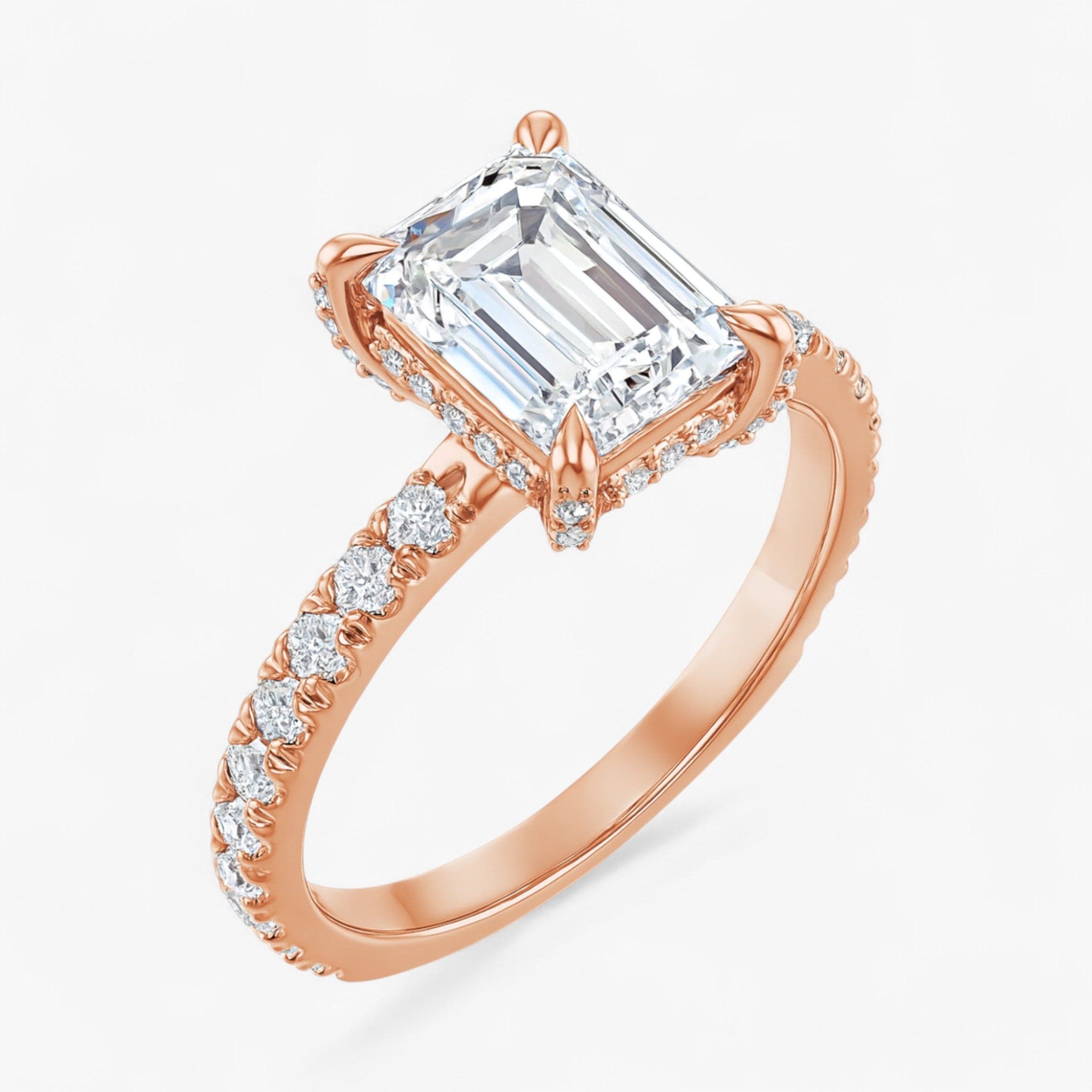 The Signature Pavé Hidden Halo Engagement Ring | Emerald
