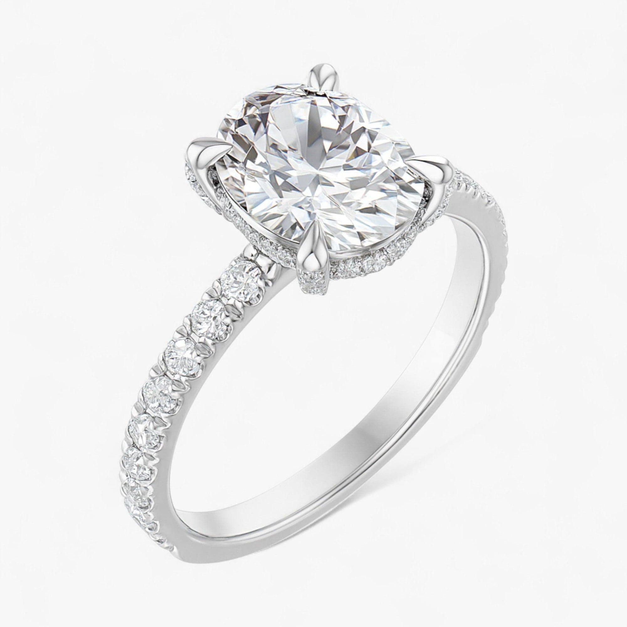 The Signature Pavé Hidden Halo Engagement Ring | Oval