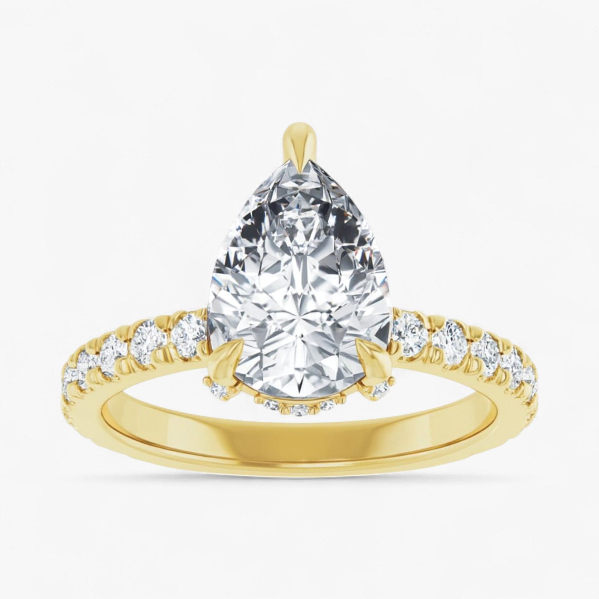 The Signature Pavé Hidden Halo Engagement Ring | Pear